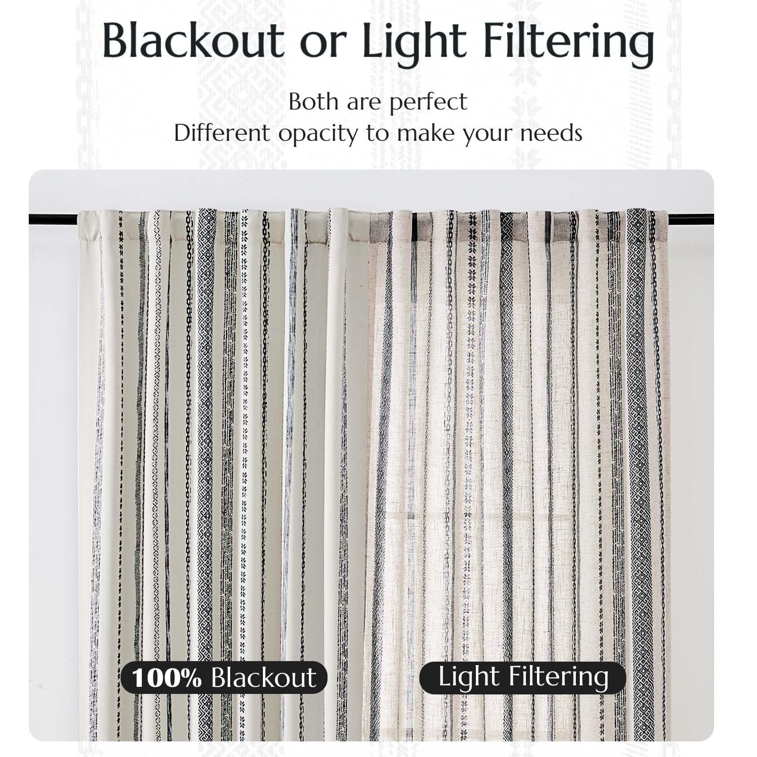Foto 7 | Cortinas Jinchan, Mezcla De Lino, Estilo Bohemio, 214 Cm X 213 Cm, Con Filtro De Luz - Venta Internacional.
