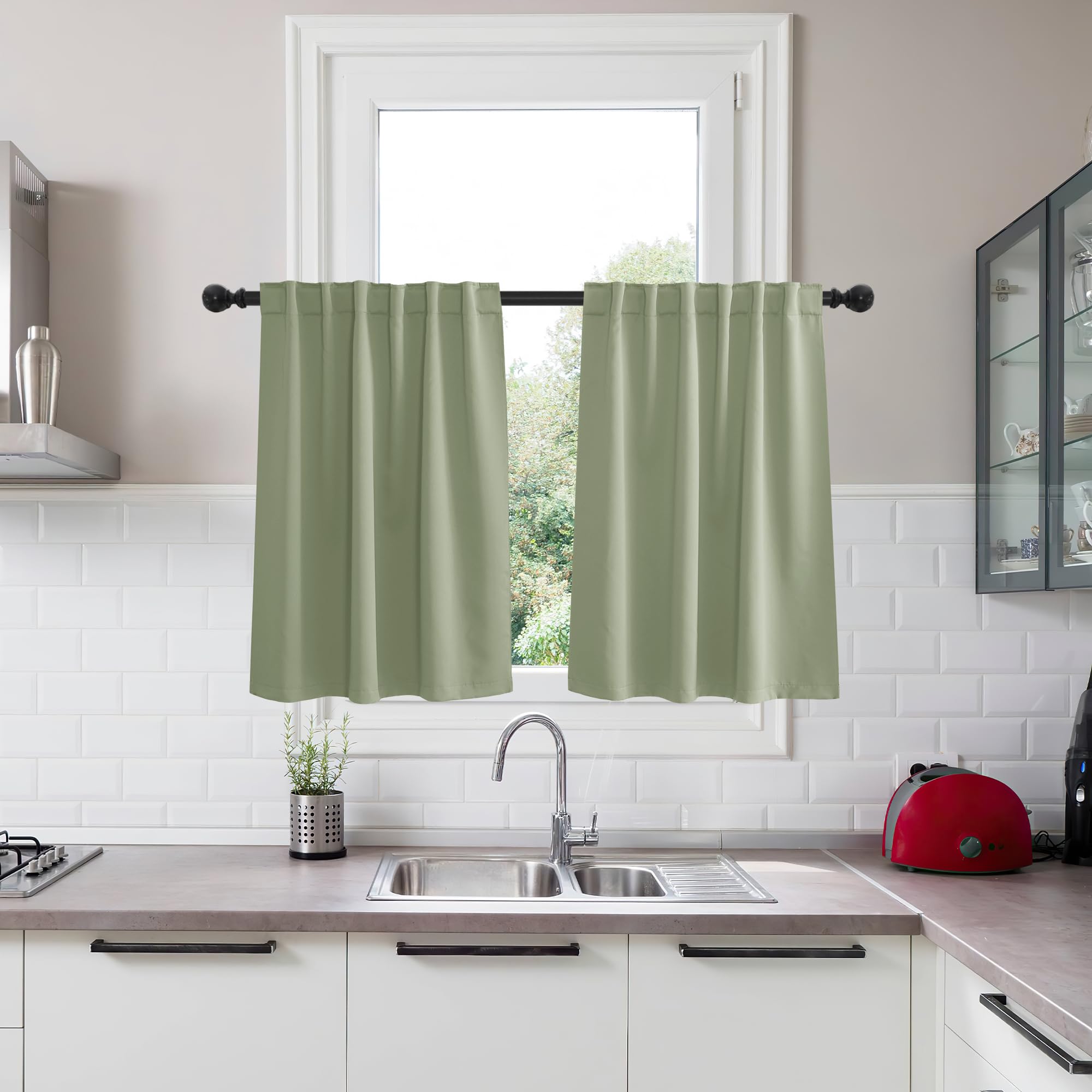 Foto 1 | Cortinas Kgorge Para Oscurecer Habitaciones, 91 X 91 Cm, Color Verde Salvia, 2 Paneles - Venta Internacional.