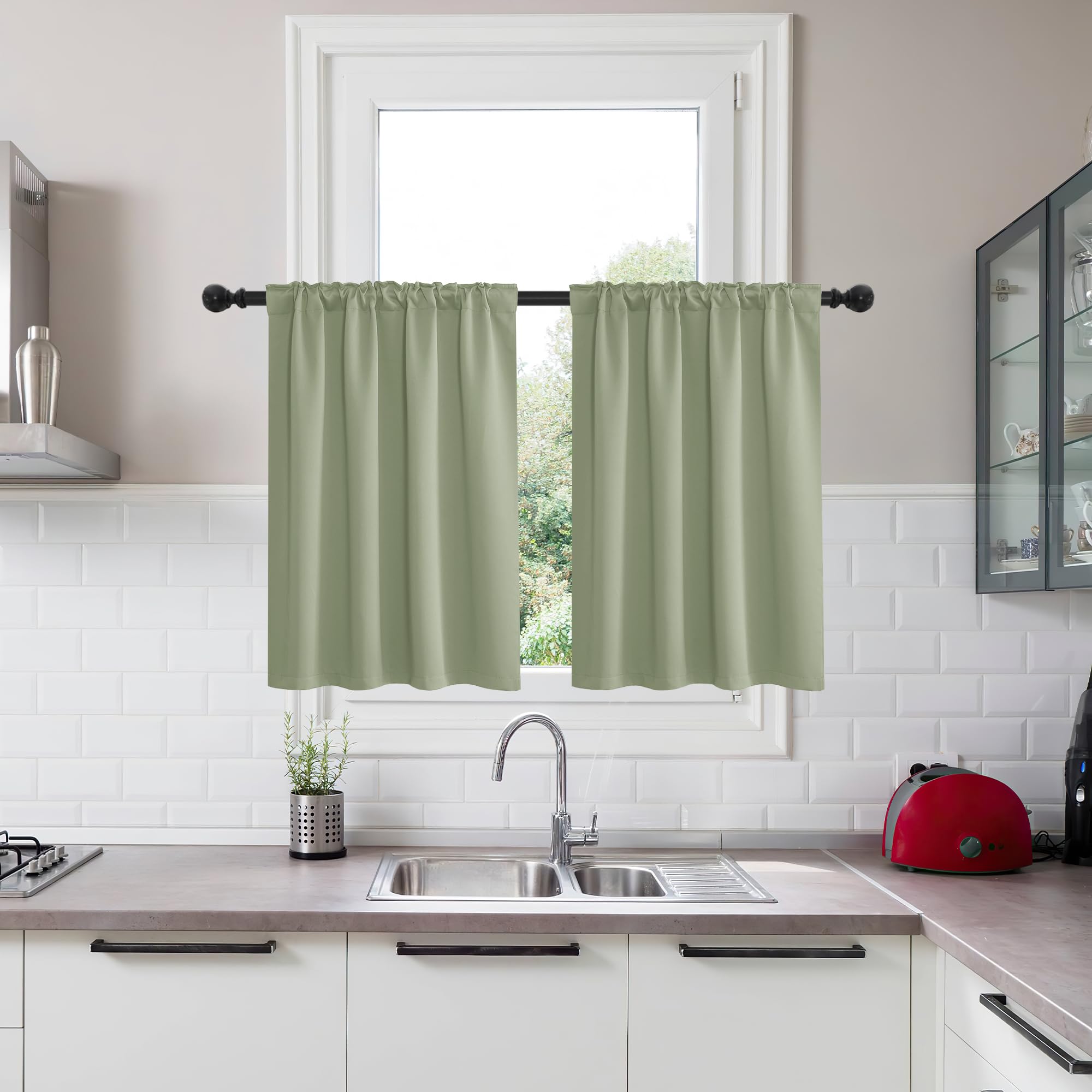 Foto 2 | Cortinas Kgorge Para Oscurecer Habitaciones, 91 X 91 Cm, Color Verde Salvia, 2 Paneles - Venta Internacional.