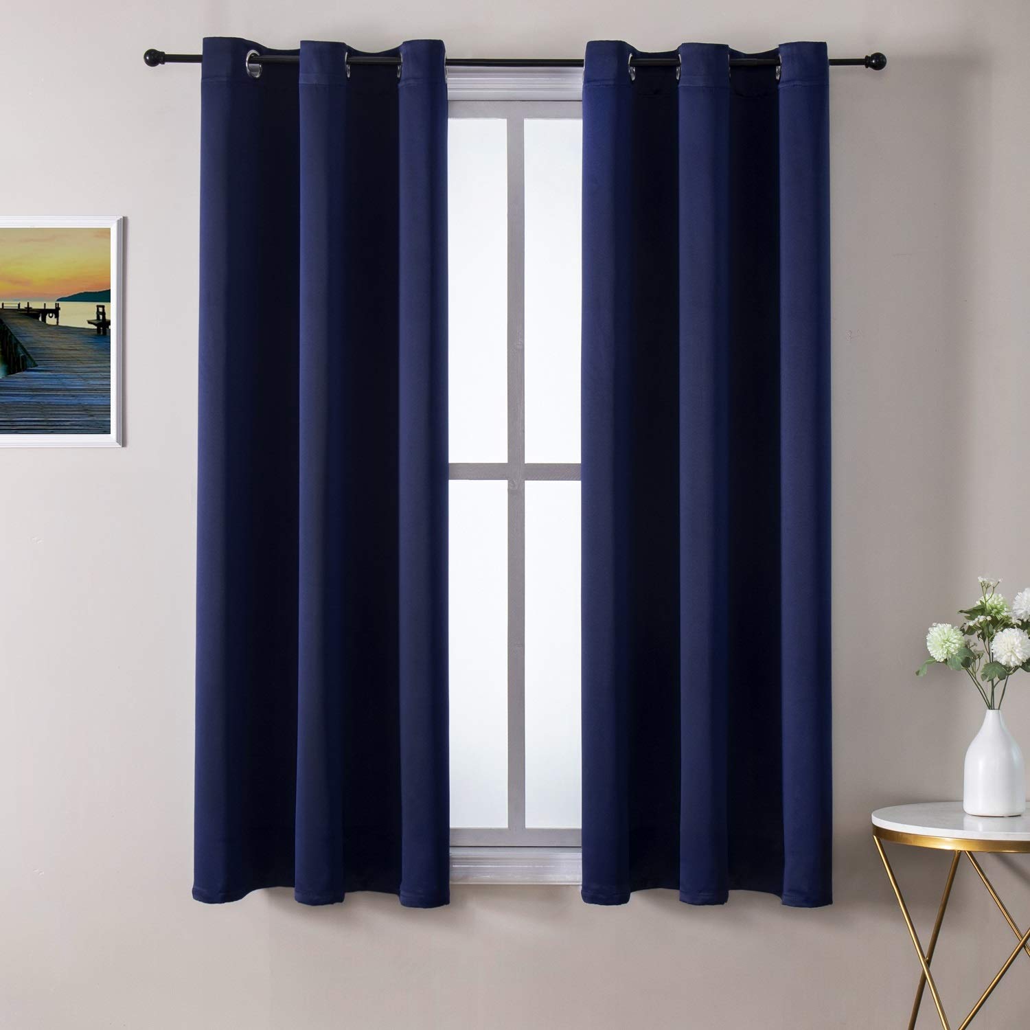 Foto 2 pulgar | Cortinas De Ventana Chrisdowa, Tamaño Pequeño, 127 Cm De Largo, Para Dormitorio, Color Azul Marino - Venta Internacio