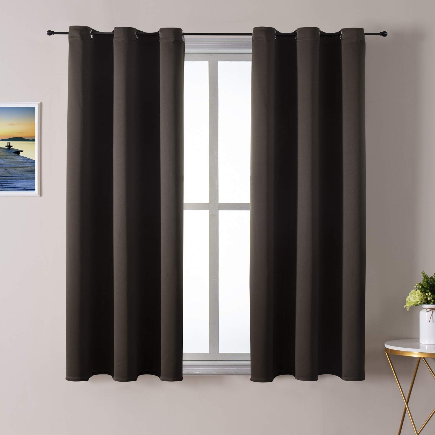Foto 2 pulgar | Cortinas De Ventana Chrisdowa, Tamaño Pequeño, 127 Cm De Largo, Para Dormitorio, Color Marrón - Venta Internacional.