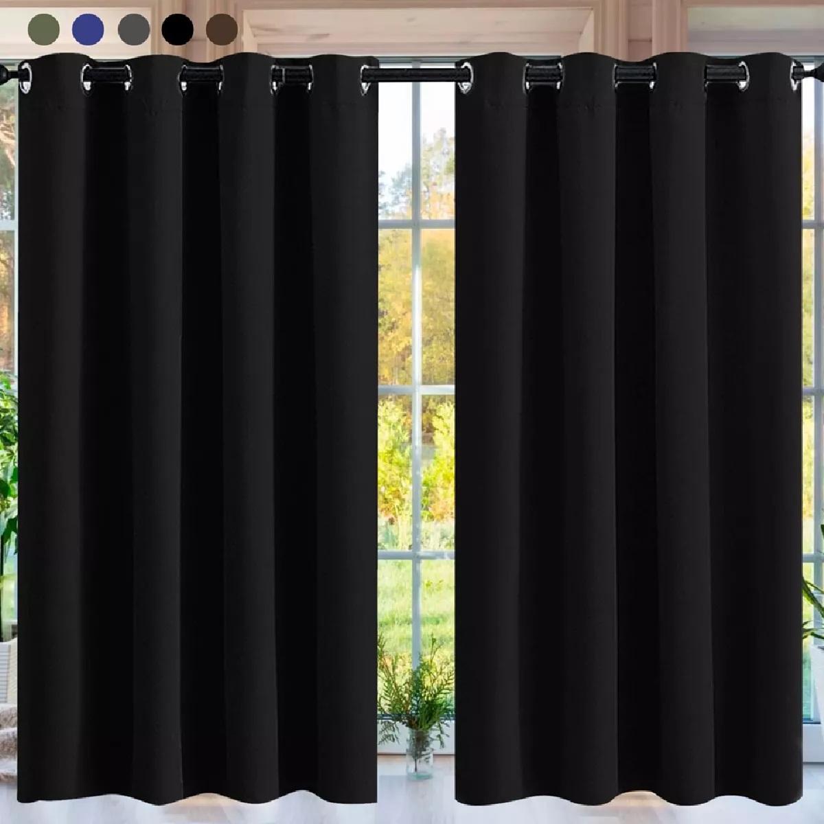 Cortina Blackout Premium 132 X 213 Negra 2 Paneles