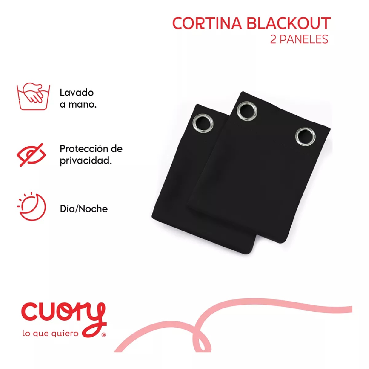 Foto 3 pulgar | Cortina Blackout Premium 132 X 213 Negra 2 Paneles