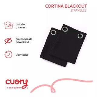 Foto 2 | Cortina Blackout Premium 132 X 213 Negra 2 Paneles