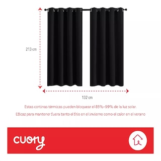Foto 3 | Cortina Blackout Premium 132 X 213 Negra 2 Paneles