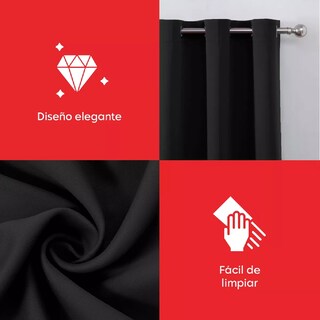 Foto 5 | Cortina Blackout Premium 132 X 213 Negra 2 Paneles