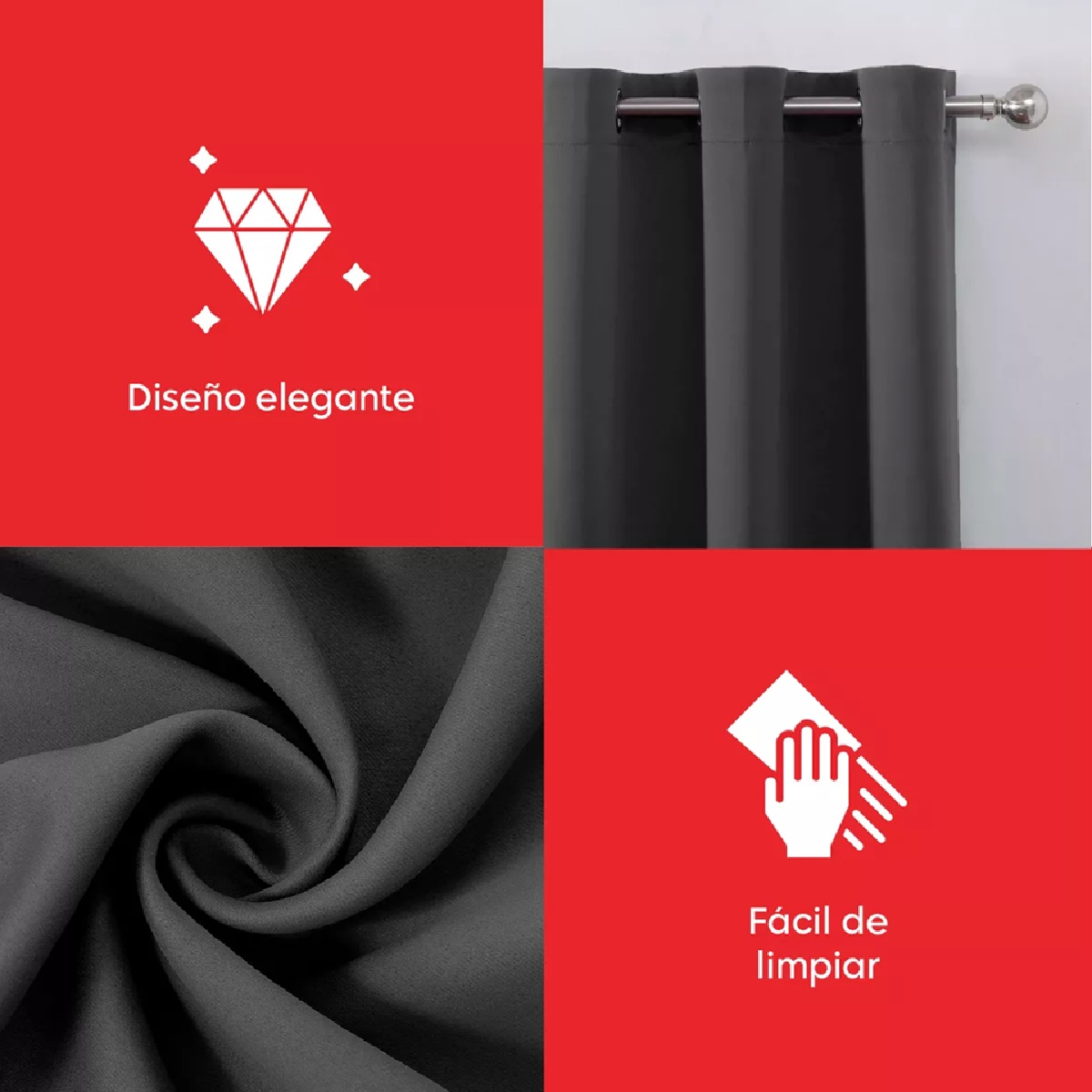 Foto 6 pulgar | Cortina Blackout Premium 132 X 213 Gris 2 Paneles