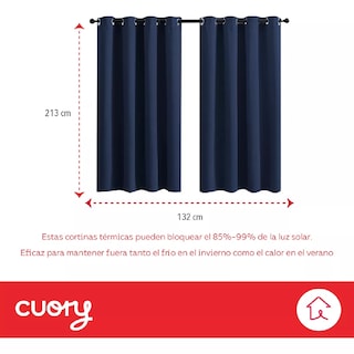 Foto 3 | Cortina Blackout 2 Paneles Aislada Premium 132 x 213 Azul Marino