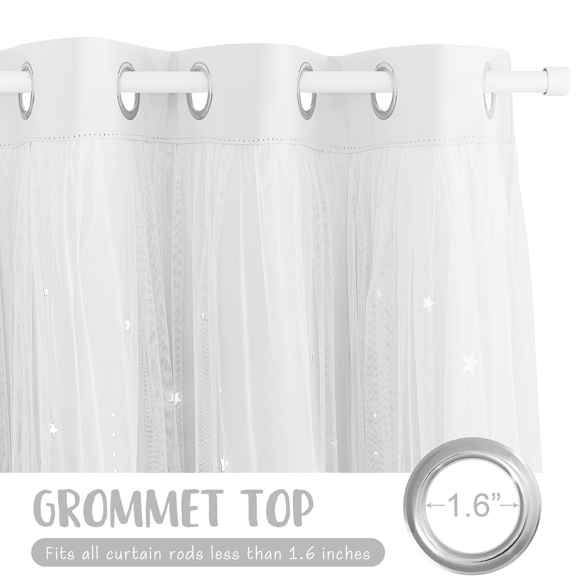 Foto 3 pulgar | Cortinas De Ventana Nicetown Star And Moon, 213 X 132 Cm, Color Blanco - Venta Internacional.