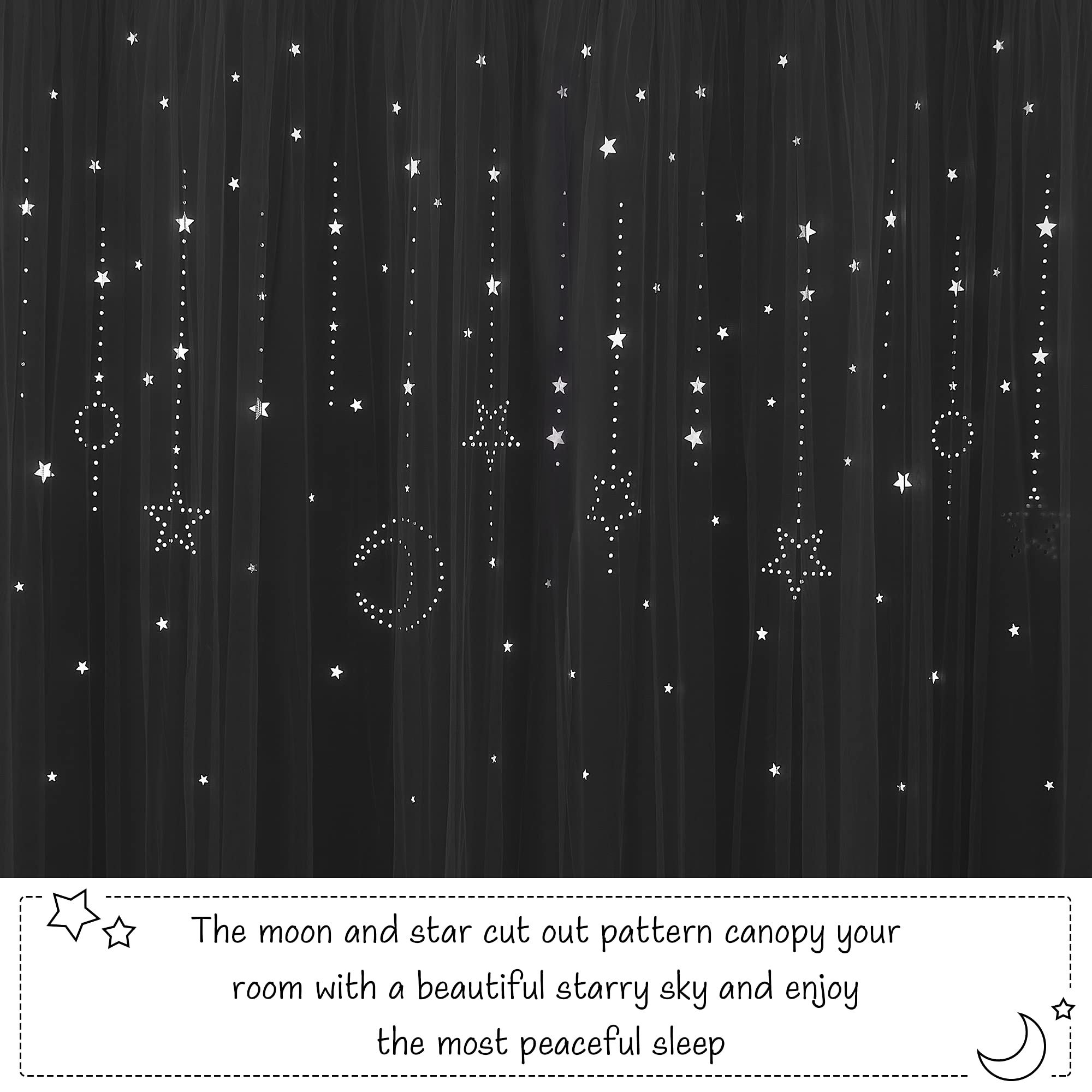 Foto 4 pulgar | Cortinas De Ventana Nicetown Star And Moon, 213 X 132 Cm, Color Blanco - Venta Internacional.