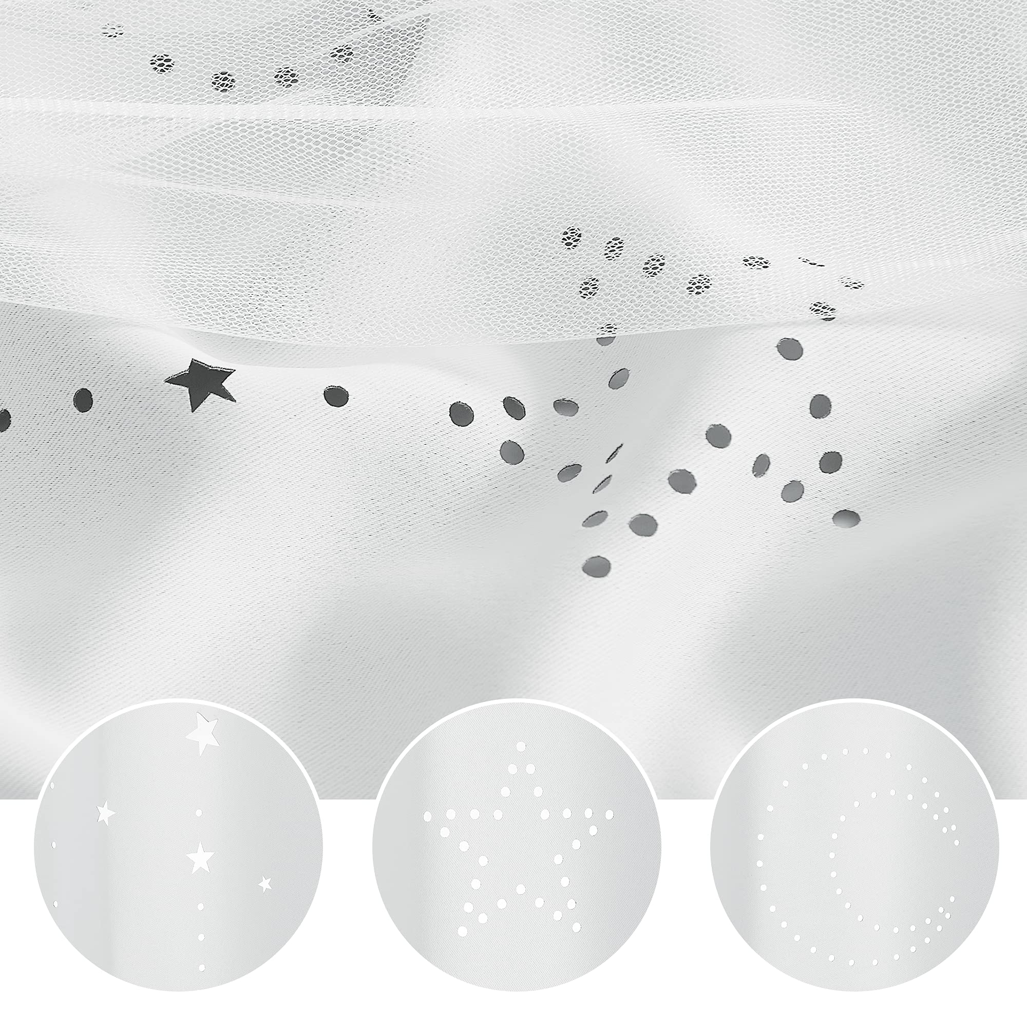 Foto 5 pulgar | Cortinas De Ventana Nicetown Star And Moon, 213 X 132 Cm, Color Blanco - Venta Internacional.