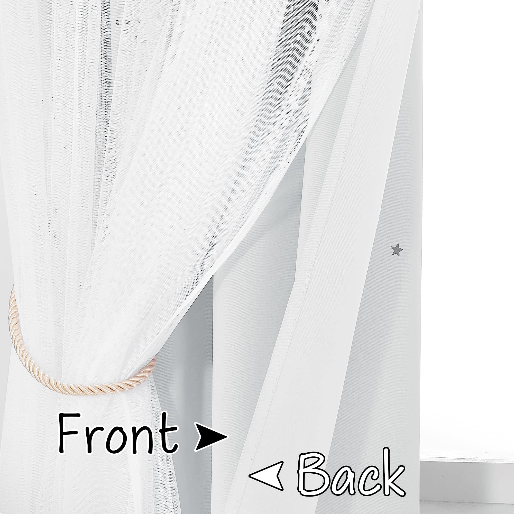 Foto 6 | Cortinas De Ventana Nicetown Star And Moon, 213 X 132 Cm, Color Blanco - Venta Internacional.