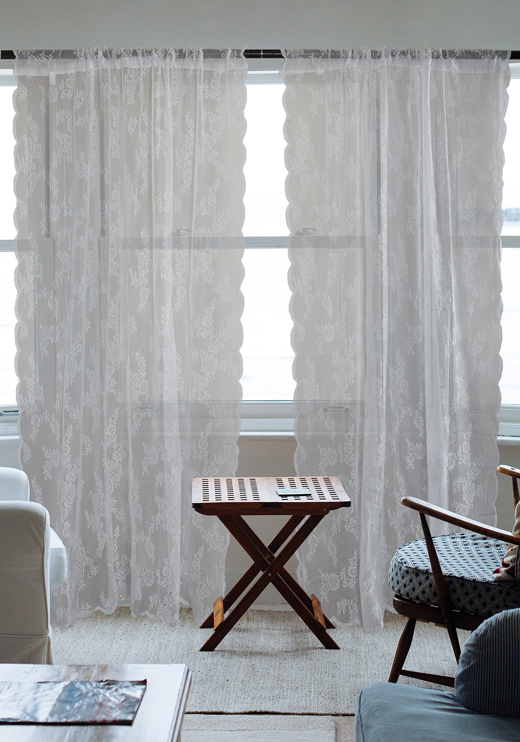 Foto 3 pulgar | Paneles De Cortina Dii Sheer Lace Para Dormitorio Y Sala De Estar, Color Blanco - Venta Internacional.
