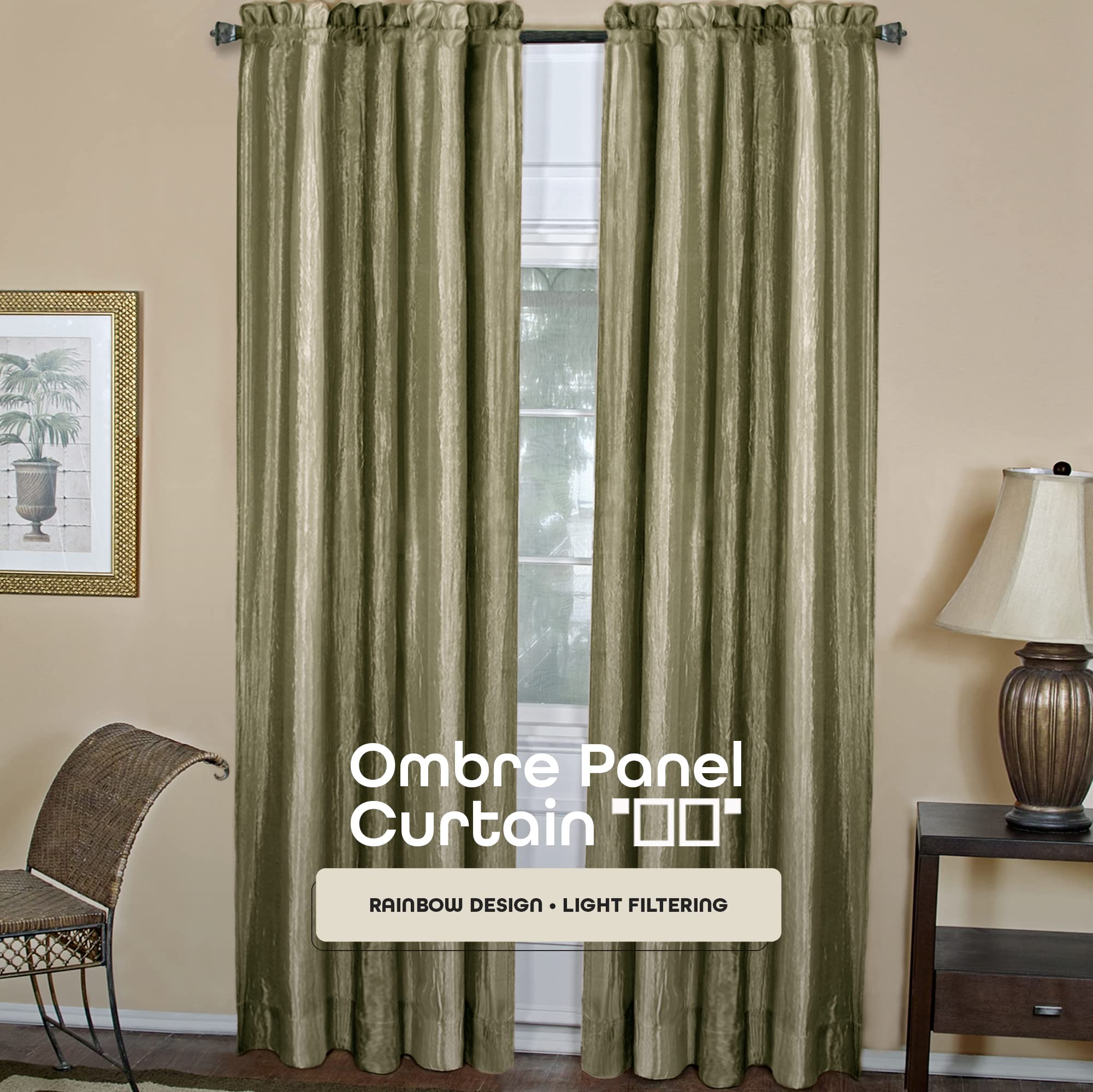Foto 2 | Cortina De Ventana Achim Home Decor Con Panel Degradado, 213 X 127 Cm, Color Salvia - Venta Internacional.