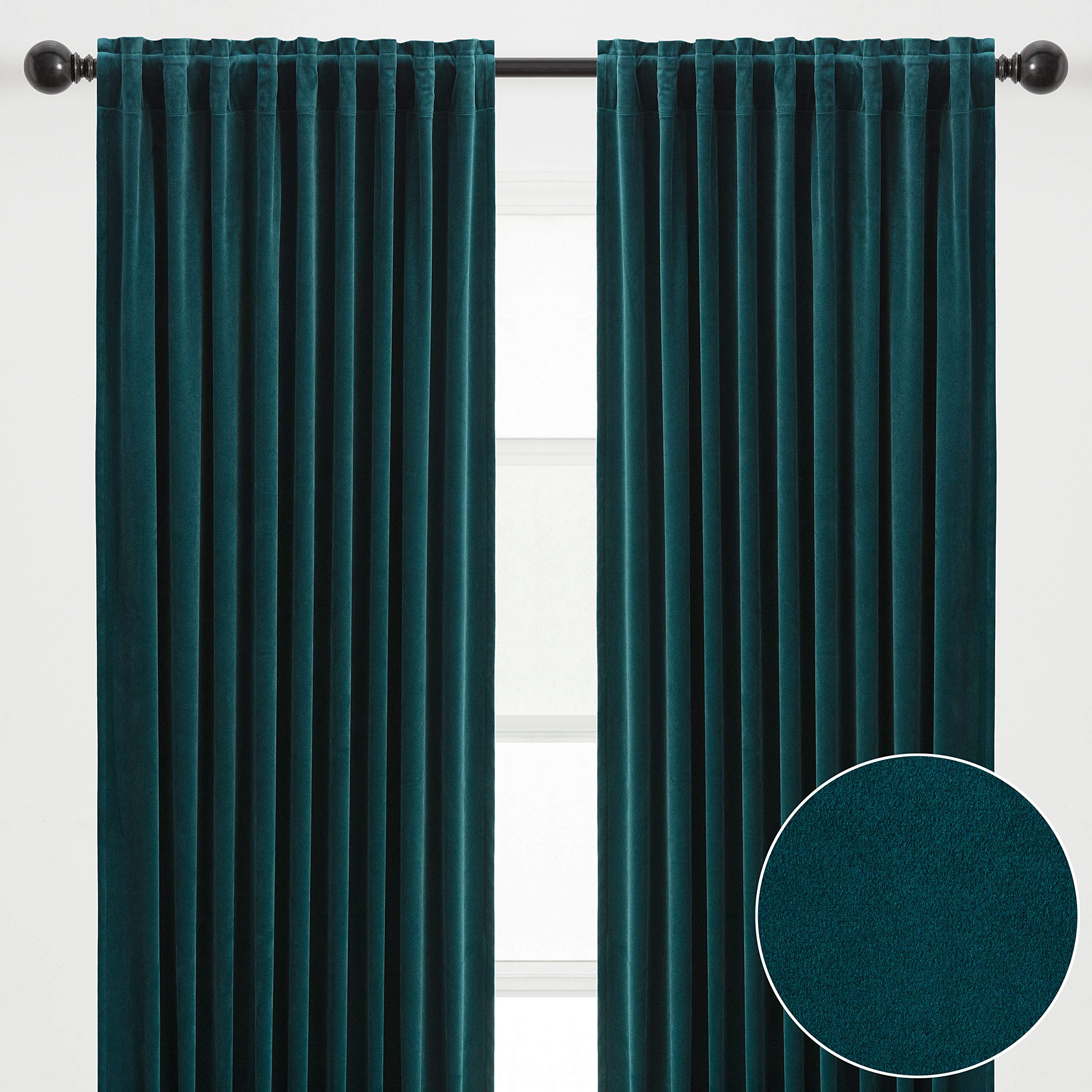 Foto 3 pulgar | Cortinas Chanasya Premium Blackout Velvet 132 X 213 Cm, Color Verde Azulado, X2 - Venta Internacional.