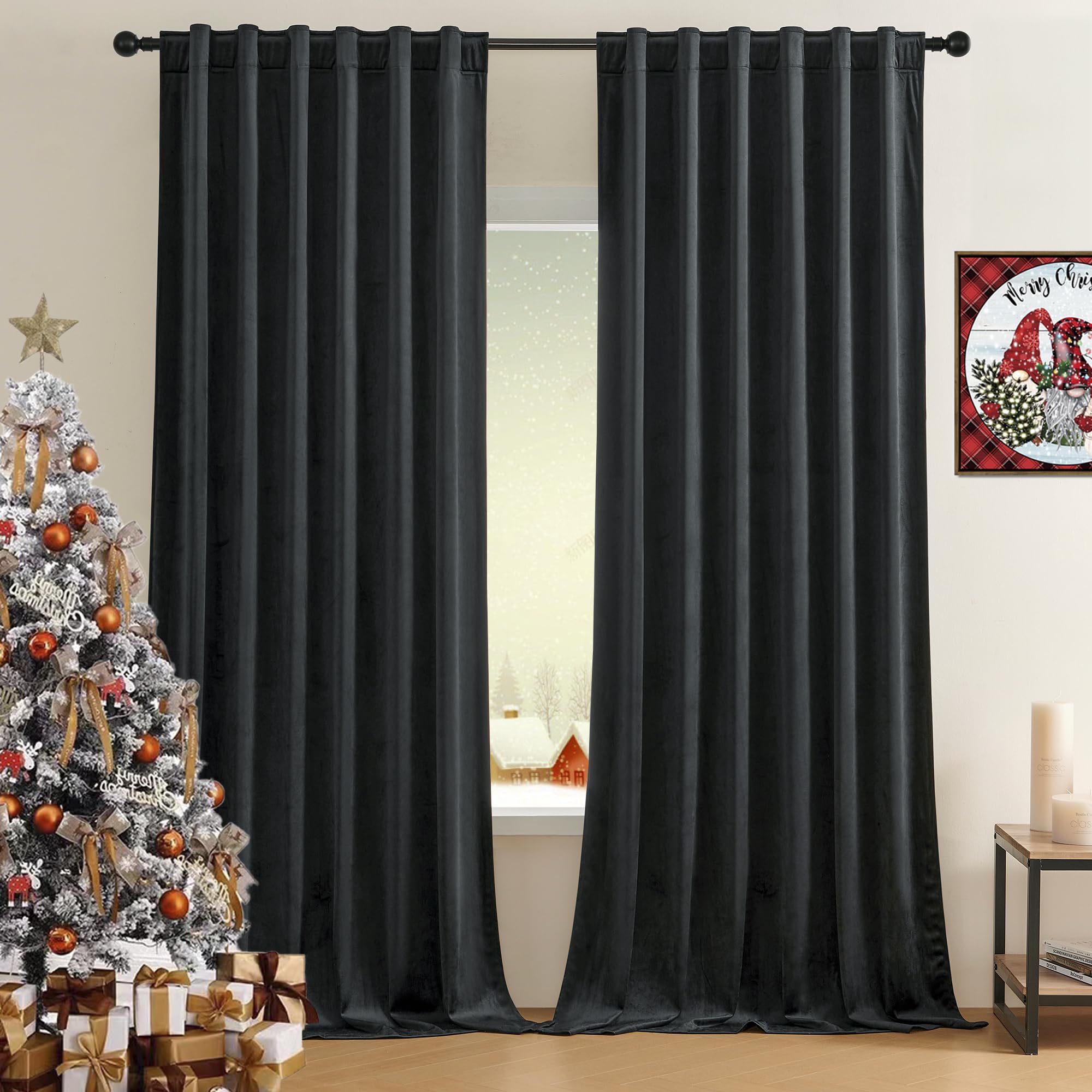 Foto 1 | Cortinas De Terciopelo Opaco De 213 Cm De Largo, 52 Cm De Ancho X 213 Cm De Largo, 2 Paneles - Venta Internacional.
