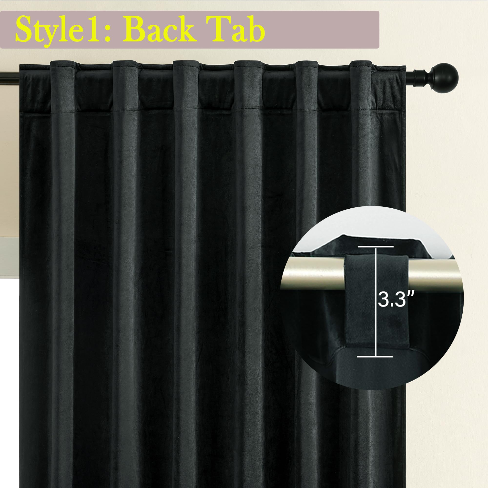 Foto 2 | Cortinas De Terciopelo Opaco De 213 Cm De Largo, 52 Cm De Ancho X 213 Cm De Largo, 2 Paneles - Venta Internacional.