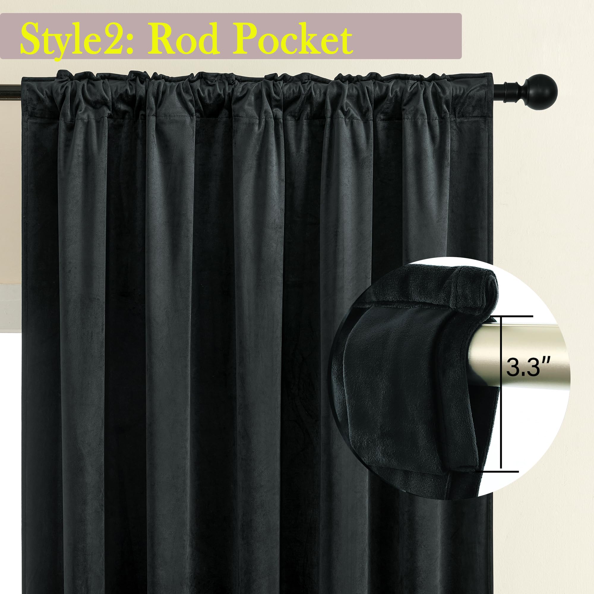 Foto 4 pulgar | Cortinas De Terciopelo Opaco De 213 Cm De Largo, 52 Cm De Ancho X 213 Cm De Largo, 2 Paneles - Venta Internacional.