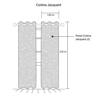 Foto 4 | Cortinas Jacquard Dos Paneles De 1.50 Cm X 2.10 Cm Gris