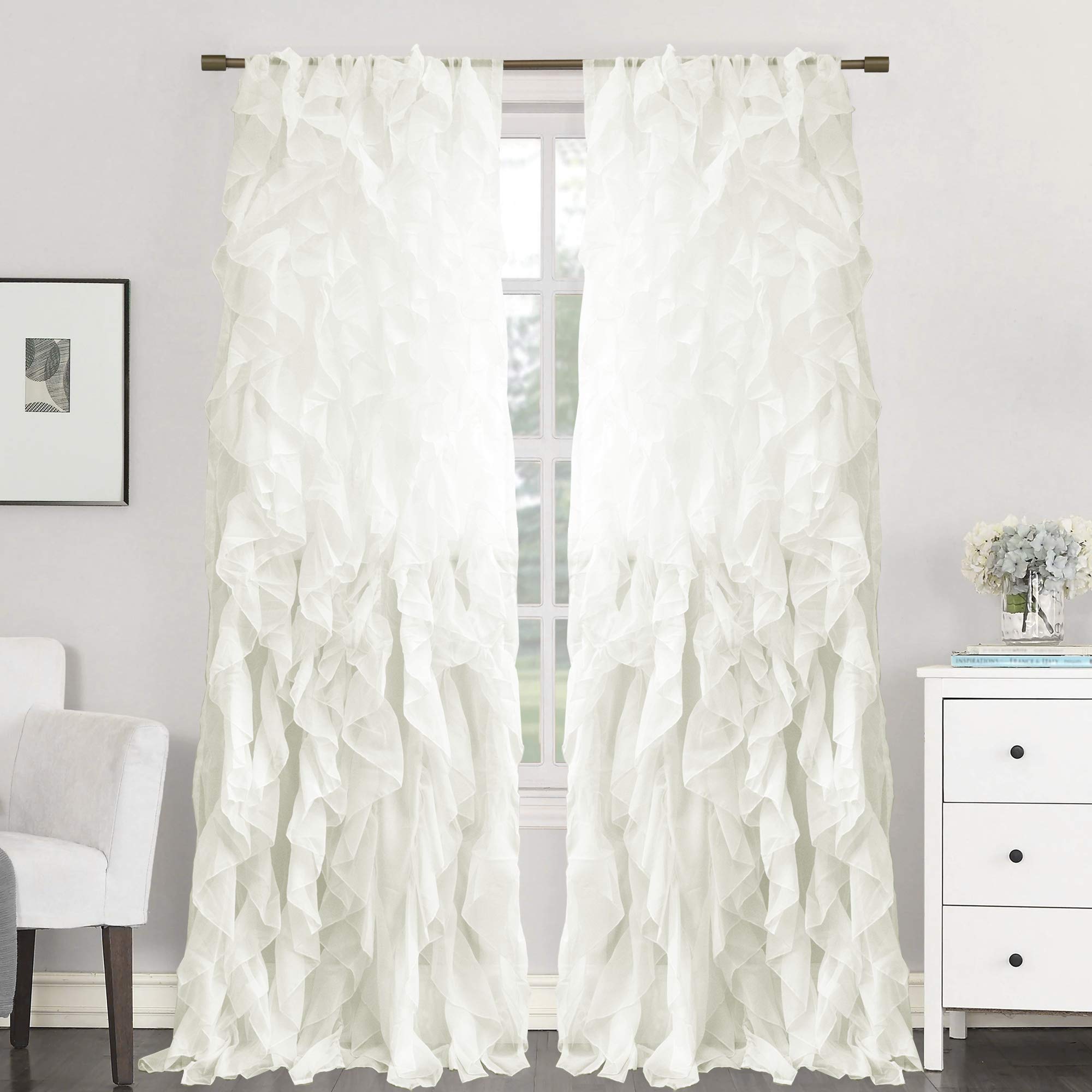 Foto 2 pulgar | Cortinas Sweet Home Collection En Gasa Transparente Con Forma De Cascada  96 X 127 Cm - Venta Internacional.