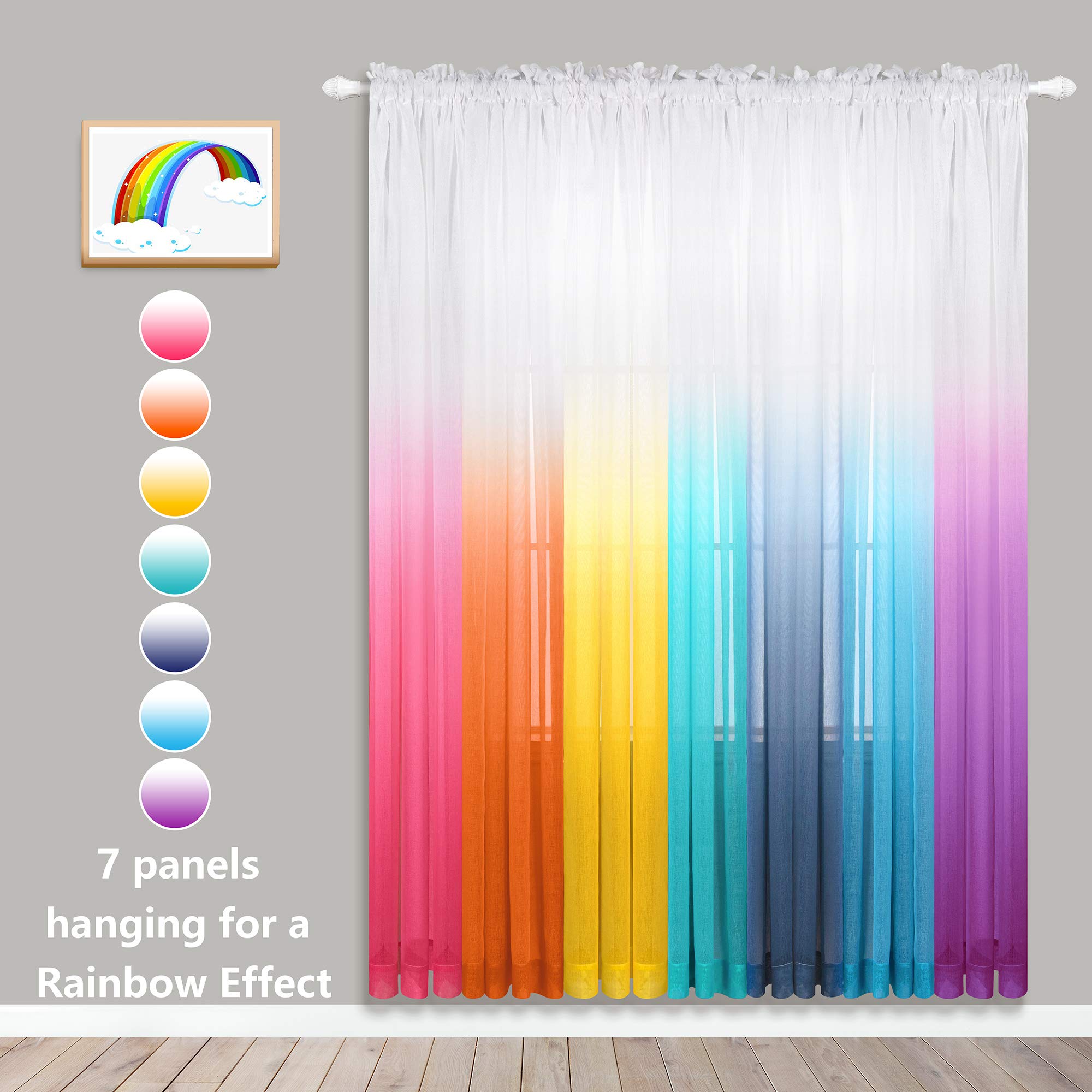 Foto 2 | Juego De Cortinas Koufall  Color Rosa Transparente  213 Cm De Largo  Para Dormitorio  2 Paneles - Venta Internacional.