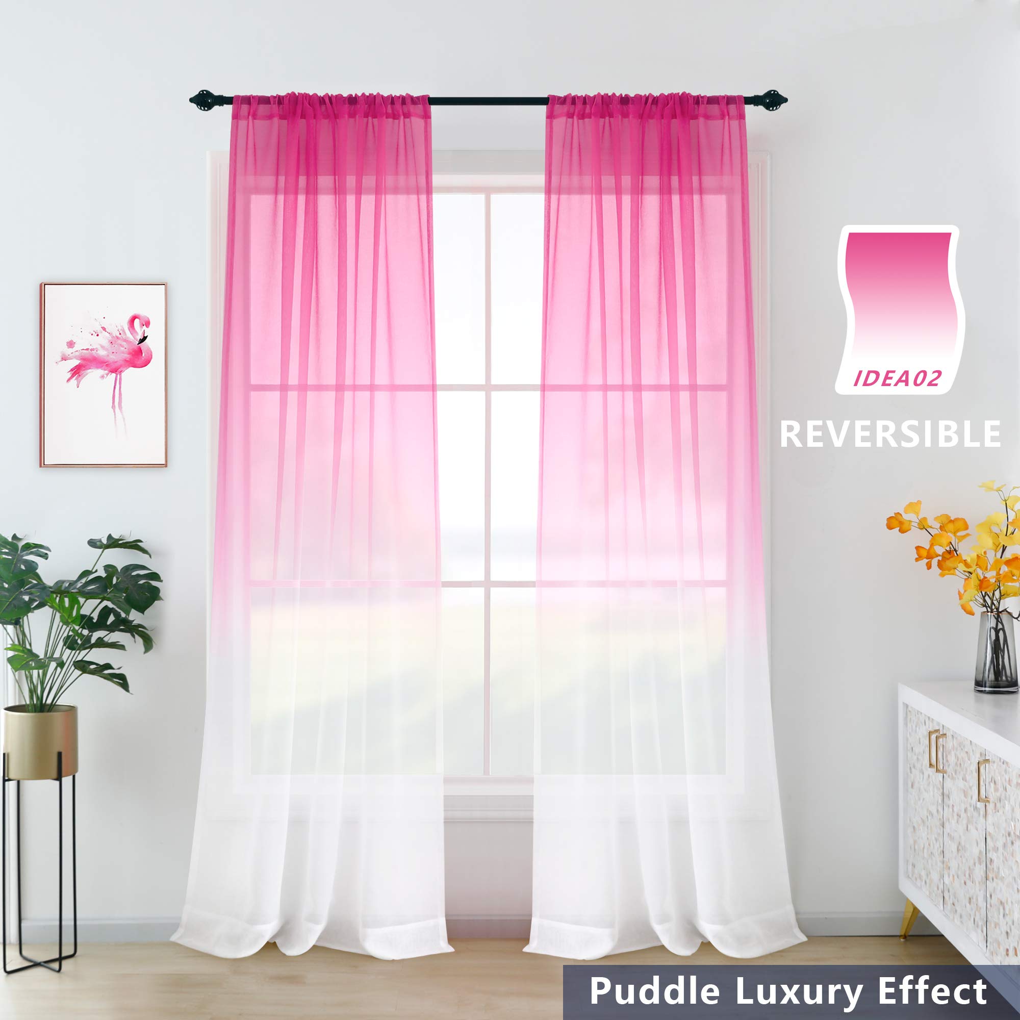 Foto 4 pulgar | Juego De Cortinas Koufall  Color Rosa Transparente  213 Cm De Largo  Para Dormitorio  2 Paneles - Venta Internacional.