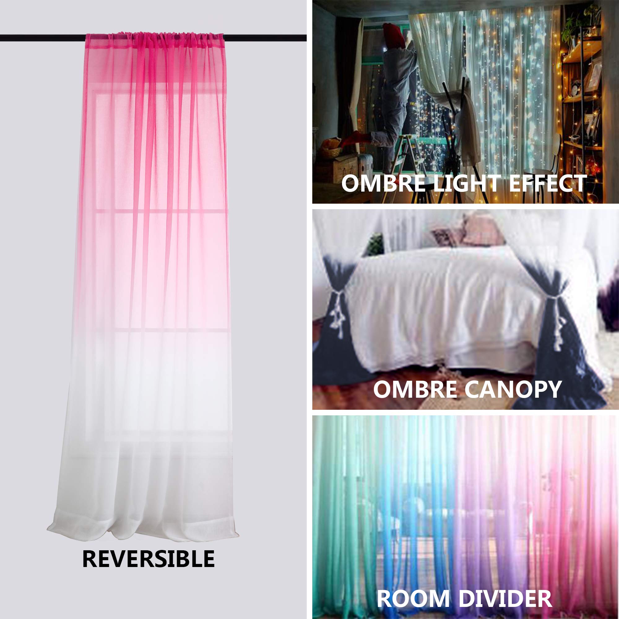 Foto 5 pulgar | Juego De Cortinas Koufall  Color Rosa Transparente  213 Cm De Largo  Para Dormitorio  2 Paneles - Venta Internacional.