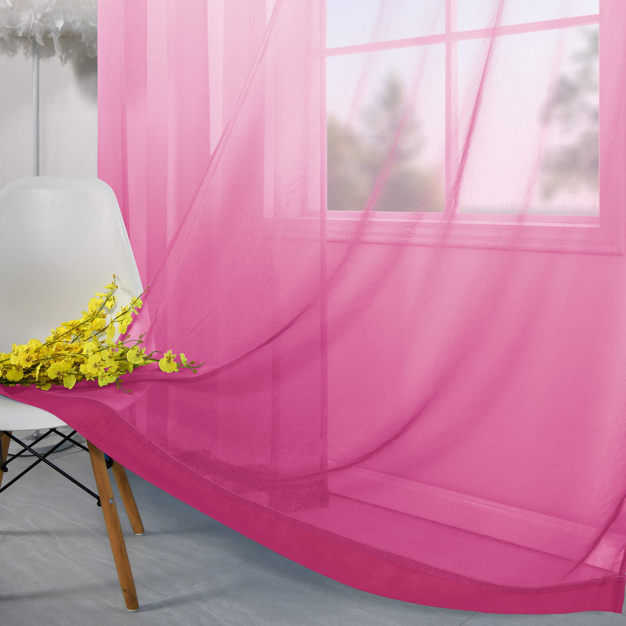 Foto 5 | Juego De Cortinas Koufall  Color Rosa Transparente  213 Cm De Largo  Para Dormitorio  2 Paneles - Venta Internacional.