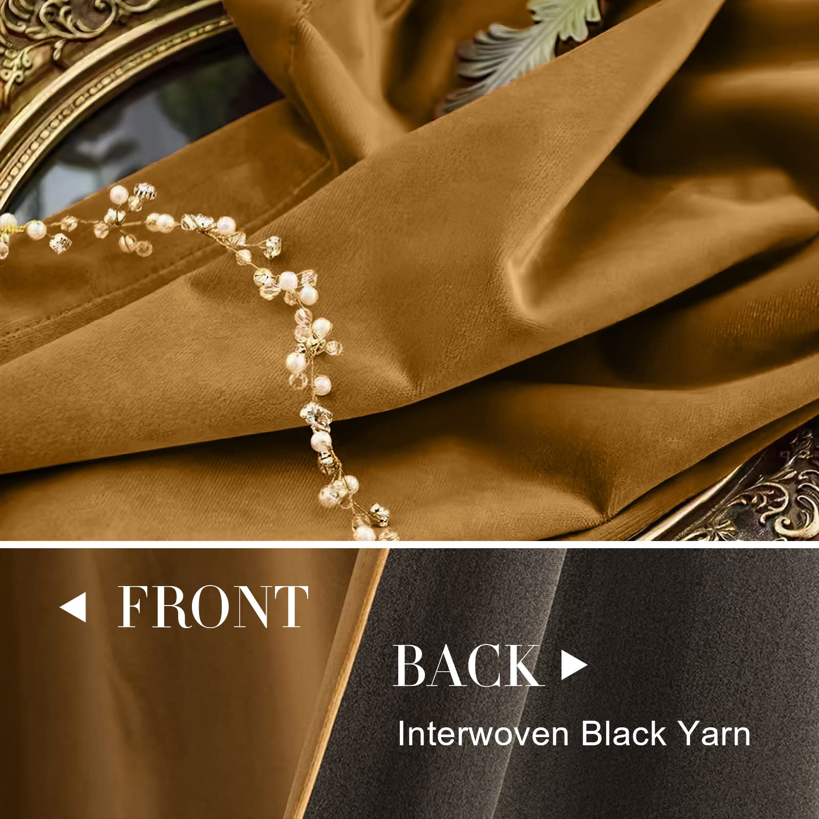 Foto 5 pulgar | Cortina Jinchan Velvet Blackout  275 X 270 Cm  Marrón Dorado  1 Panel - Venta Internacional.