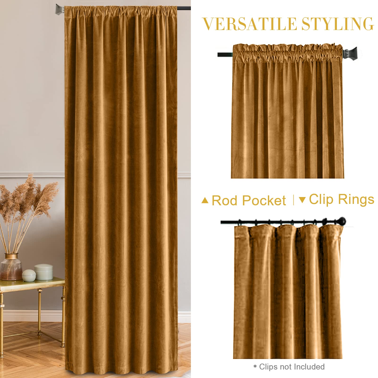 Foto 7 pulgar | Cortina Jinchan Velvet Blackout  275 X 270 Cm  Marrón Dorado  1 Panel - Venta Internacional.