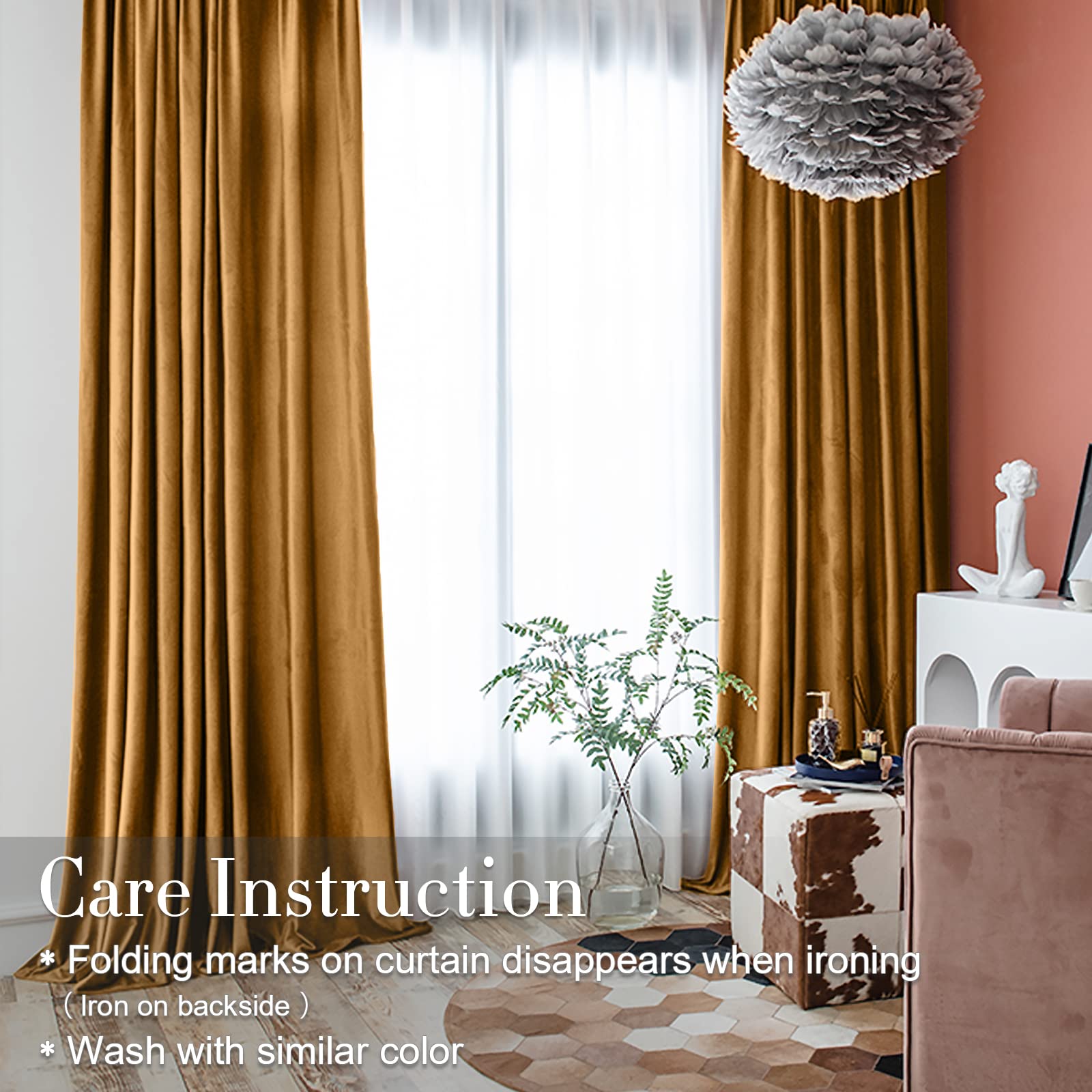 Foto 7 | Cortina Jinchan Velvet Blackout  275 X 270 Cm  Marrón Dorado  1 Panel - Venta Internacional.