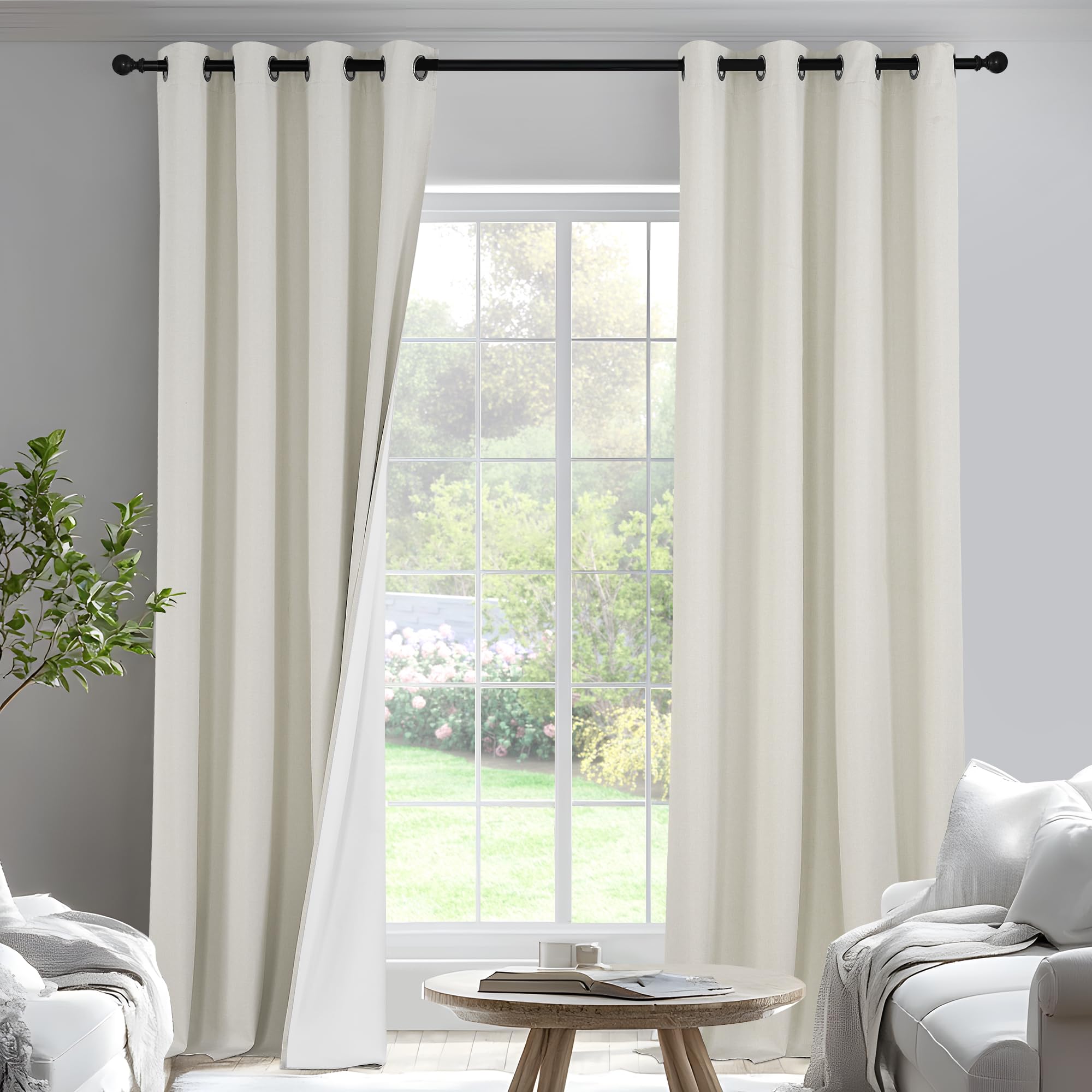 Foto 1 | Cortinas Pony Dance 100% Lino Opaco  214 X 213 Cm  Color Beige Claro - Venta Internacional.