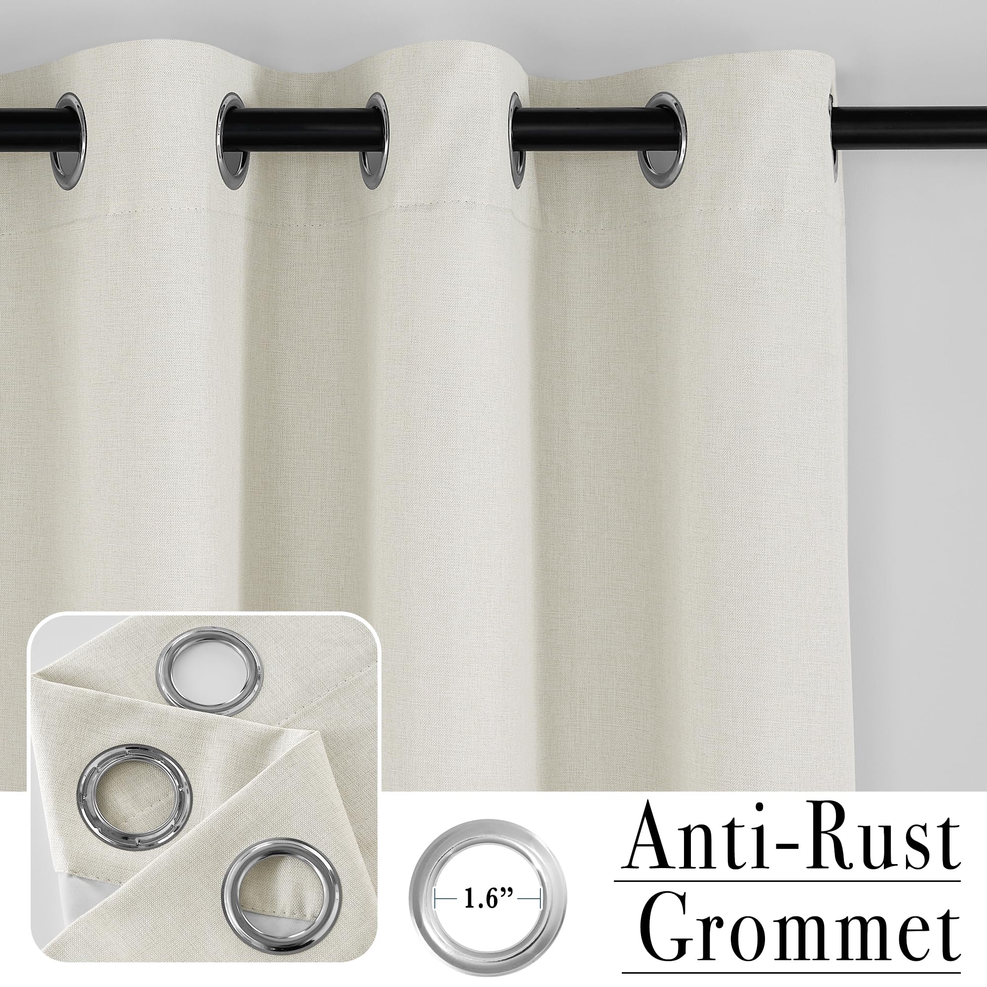Foto 5 pulgar | Cortinas Pony Dance 100% Lino Opaco  214 X 213 Cm  Color Beige Claro - Venta Internacional.