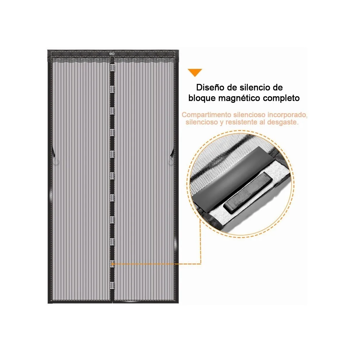 Foto 3 pulgar | Mosquitero Con Magnetismo Para Puertas 210x110cm Eo Safe Imports Esi-20951 Negro