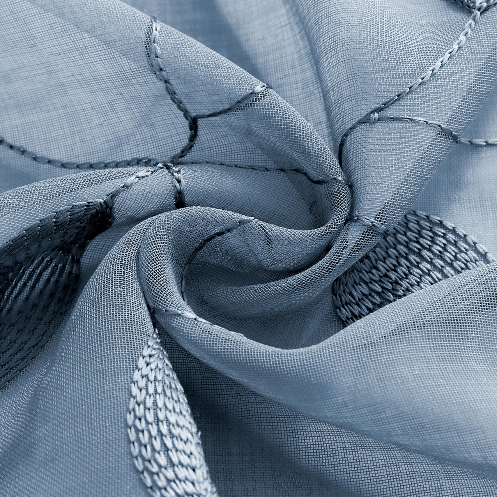 Foto 6 | Cortinas Transparentes Homeideas Con Estampado Floral Azul Piedra  160 Cm  2 Paneles - Venta Internacional.