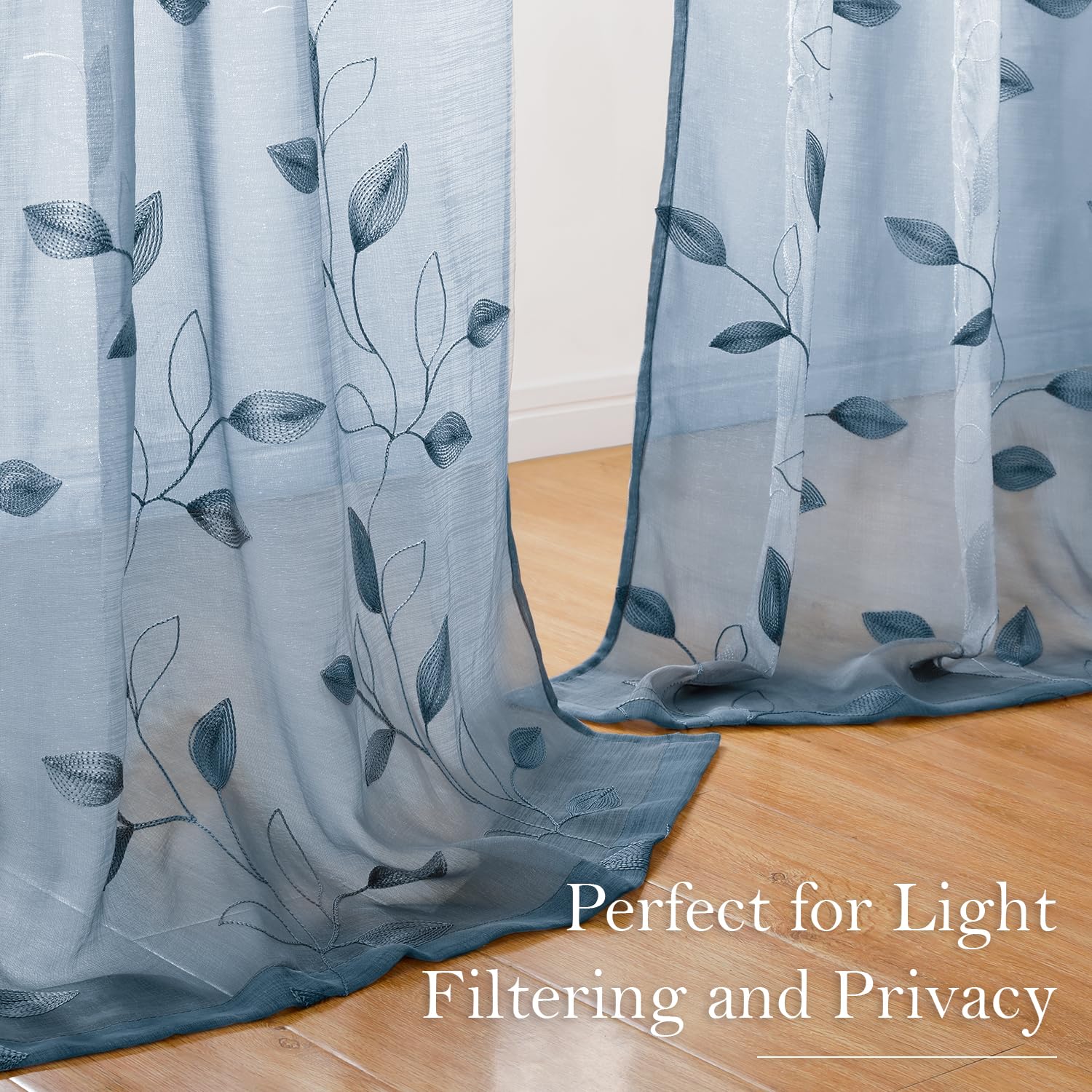 Foto 8 pulgar | Cortinas Transparentes Homeideas Con Estampado Floral Azul Piedra  160 Cm  2 Paneles - Venta Internacional.