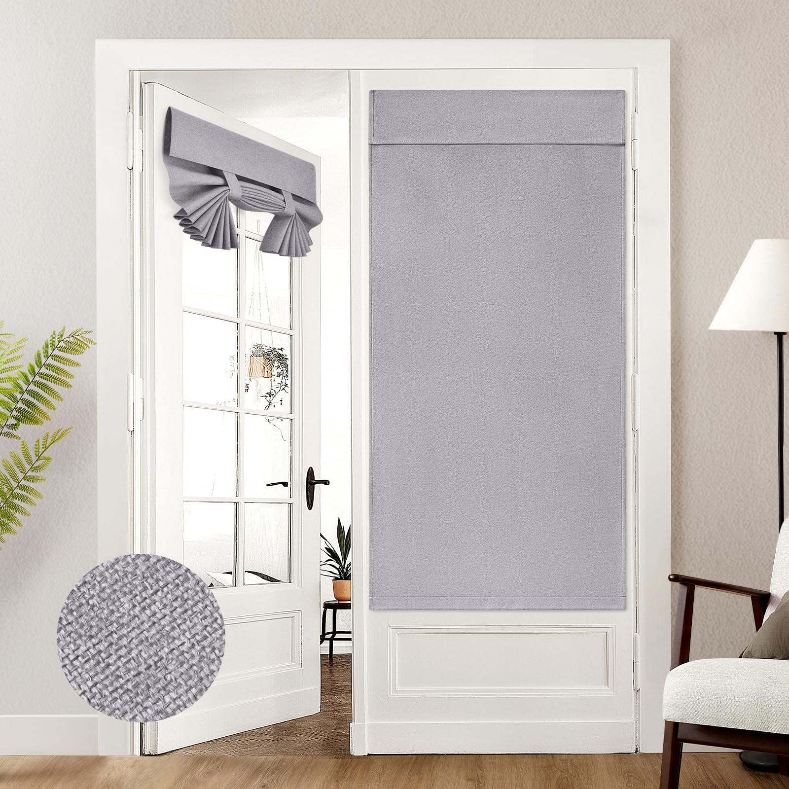 Foto 2 pulgar | Cortinas Francesas Homeideas De Lino Opacas De 86 X 173 Cm  Color Gris - Venta Internacional.