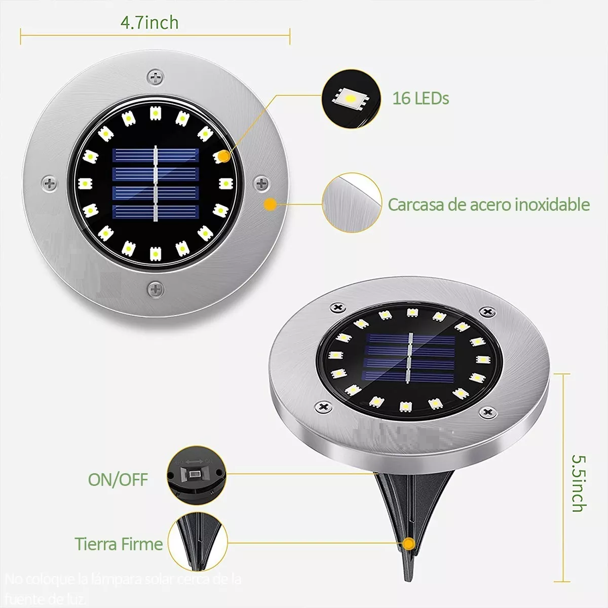 Foto 3 pulgar | Set Luminaria Solar Con 16 Led Recargable Para Jardín 8 Pzas Eo Safe Imports Esi-6909 Multicolor