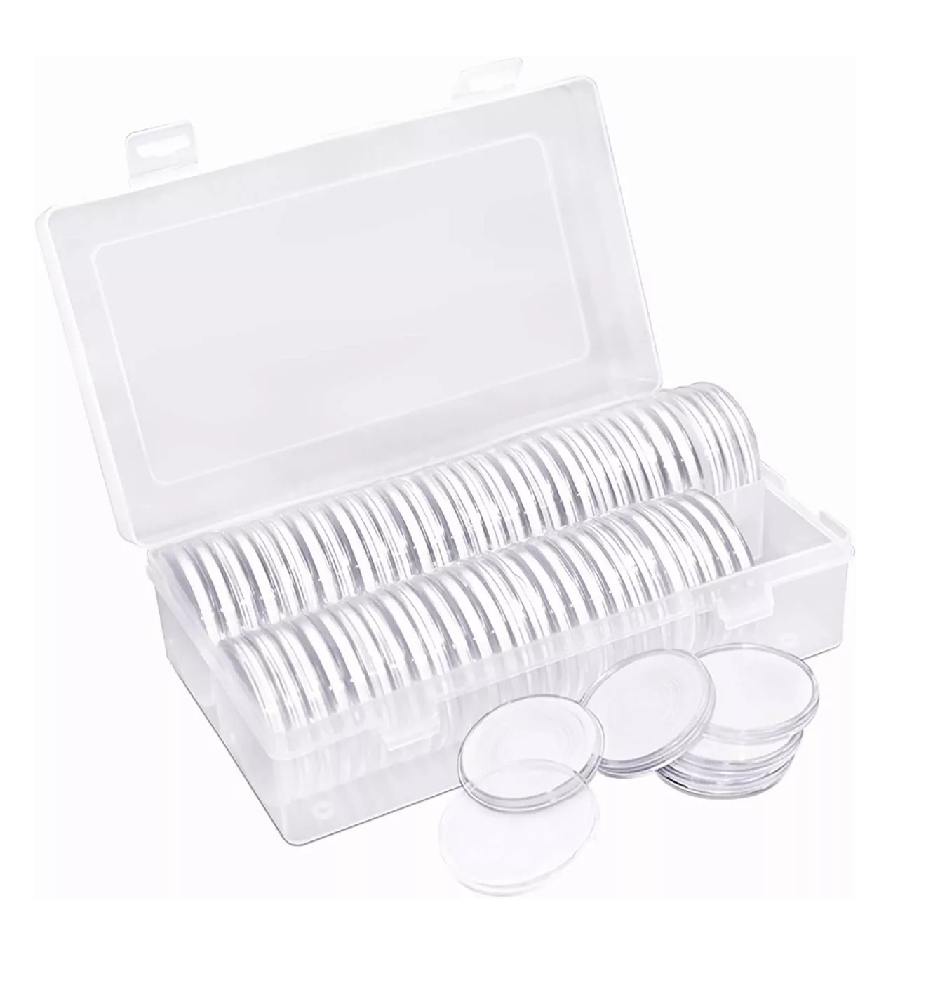Caja Plástica  Belung para Colección de Moneda 40 mm  100 Capsulas