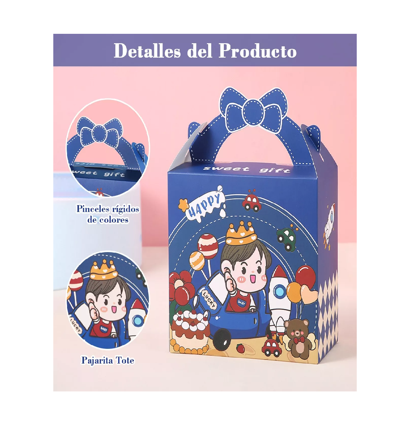 Foto 4 pulgar | Cajita para Dulcero de Recuerdo de Fiesta 50 PZAS Azul