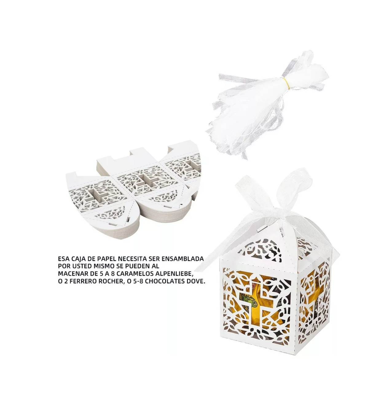 Foto 3 pulgar | Cajitas de Cartón Blancas para Bodas Dulceros Cajas de Fiesta 50 pzas