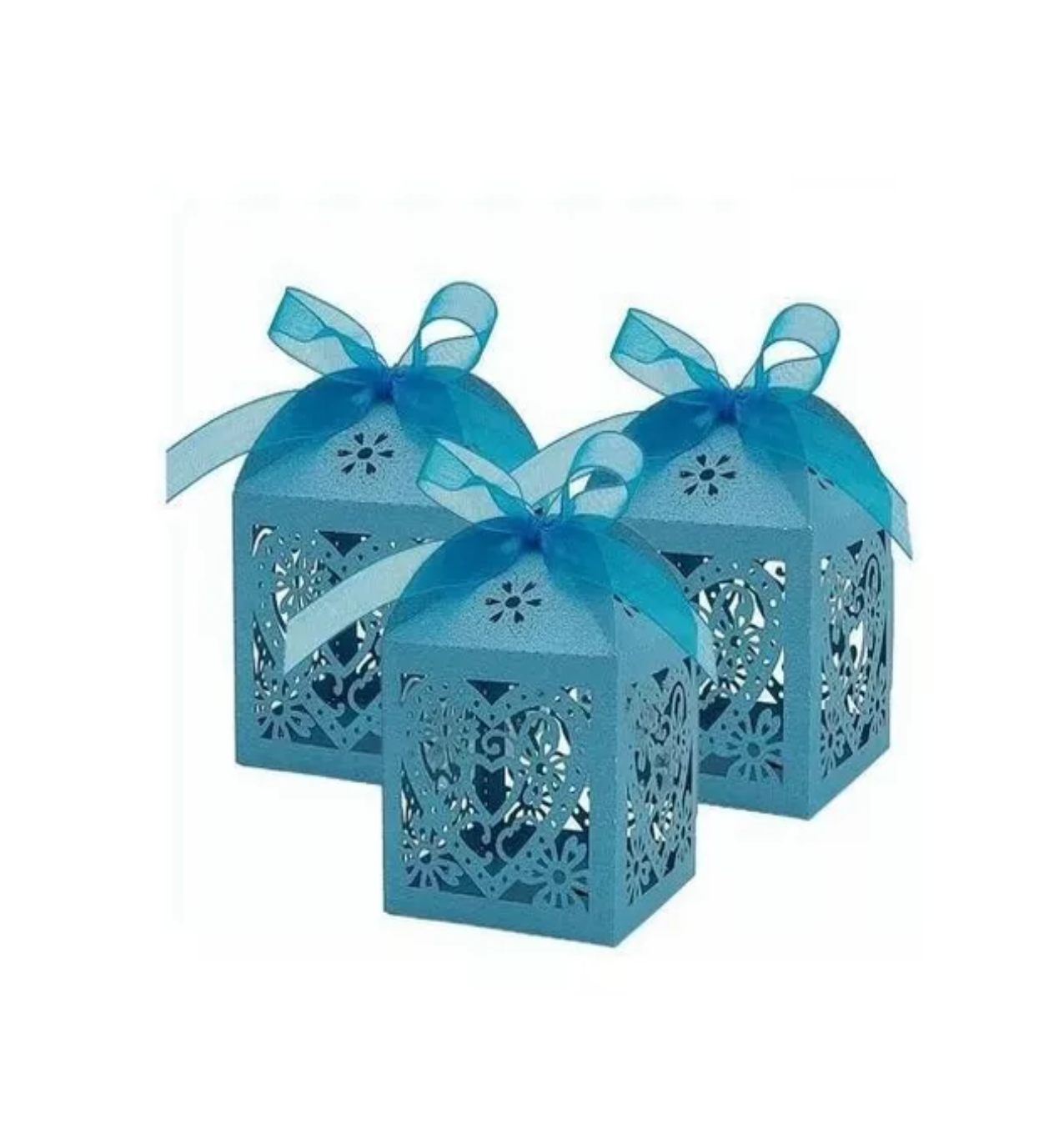 Cajitas de Cartón para Bodas Dulceros en Forma de Corazón Azules 50 pzas