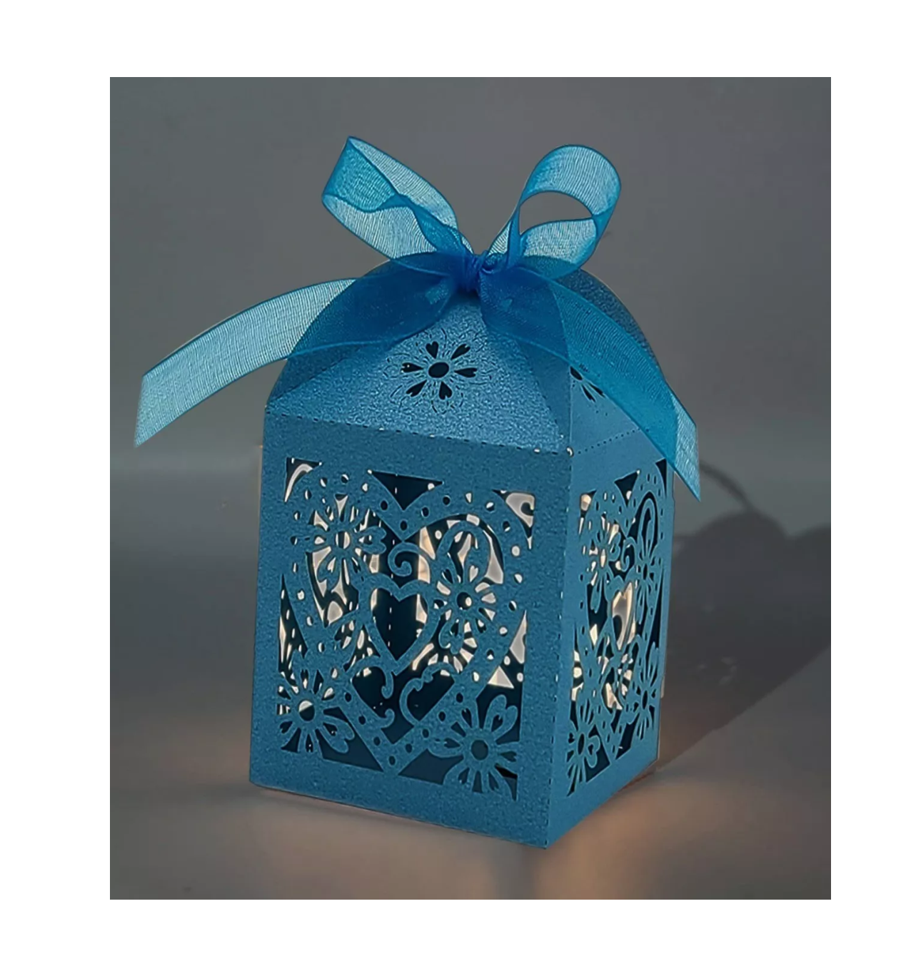 Foto 3 pulgar | Cajitas de Cartón para Bodas Dulceros en Forma de Corazón Azules 50 pzas