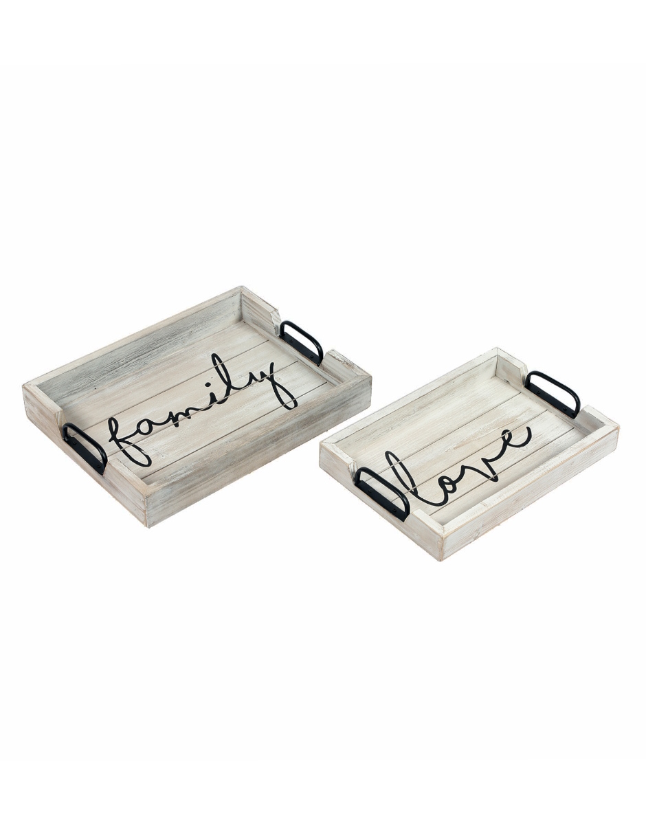 Set De Charolas Agata Asas Metal Blanco
