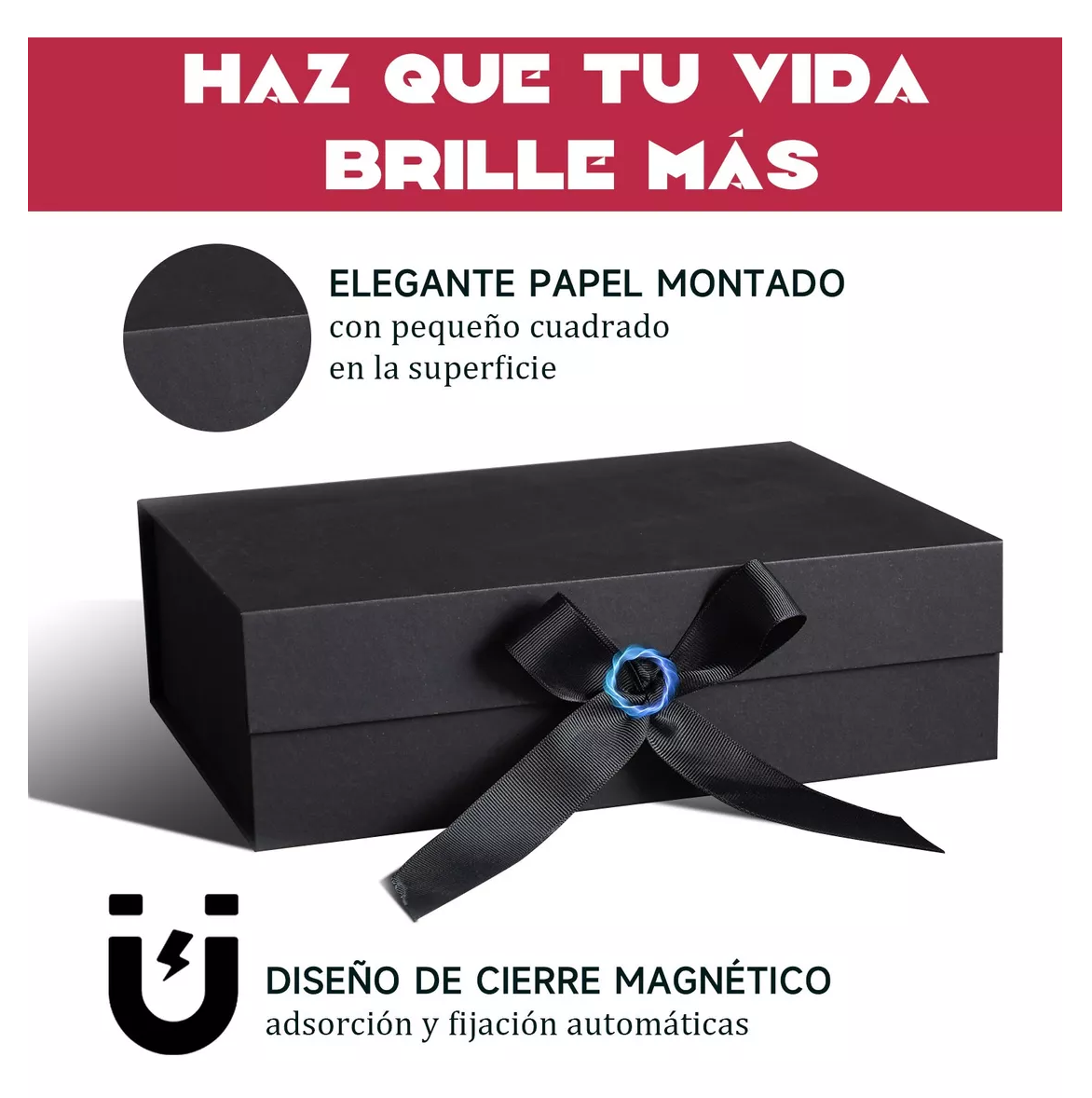 Foto 3 pulgar | Cajas De Regalo Magnética Y Plegable De 33 X27 X 12 Cm 10 Pzs, Negro