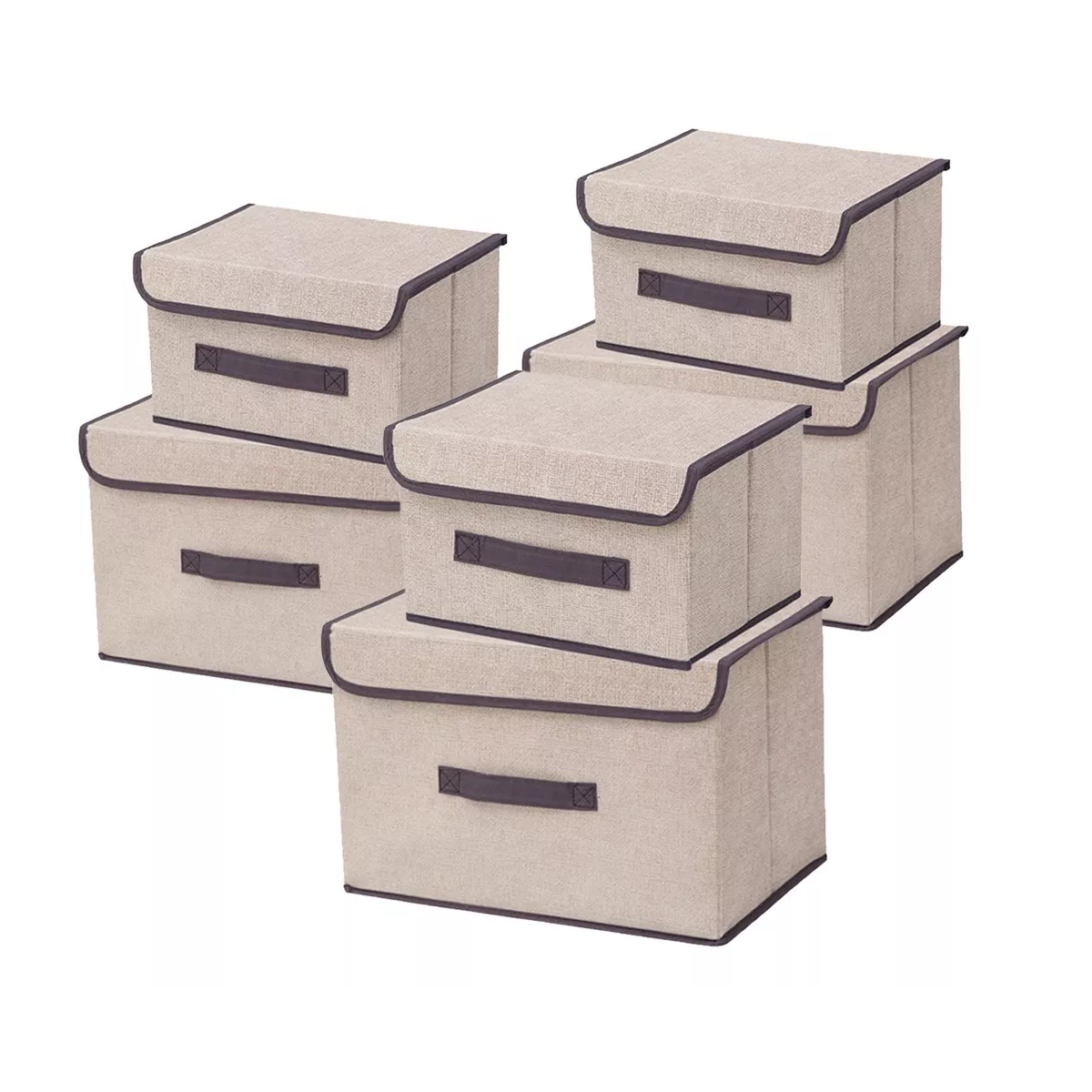 Foto 2 pulgar | 6 Unidades Cajas Organizadoras De Tela Plegables Con Tapas Eo Safe Imports Esi-14995 Beige