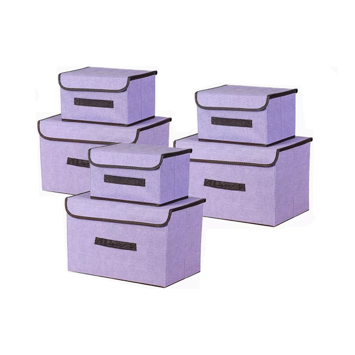 Cajas De Almacenamiento De Tela Plegables Con Tapas 6 Pza Eo Safe Imports Esi-14998 Purpura