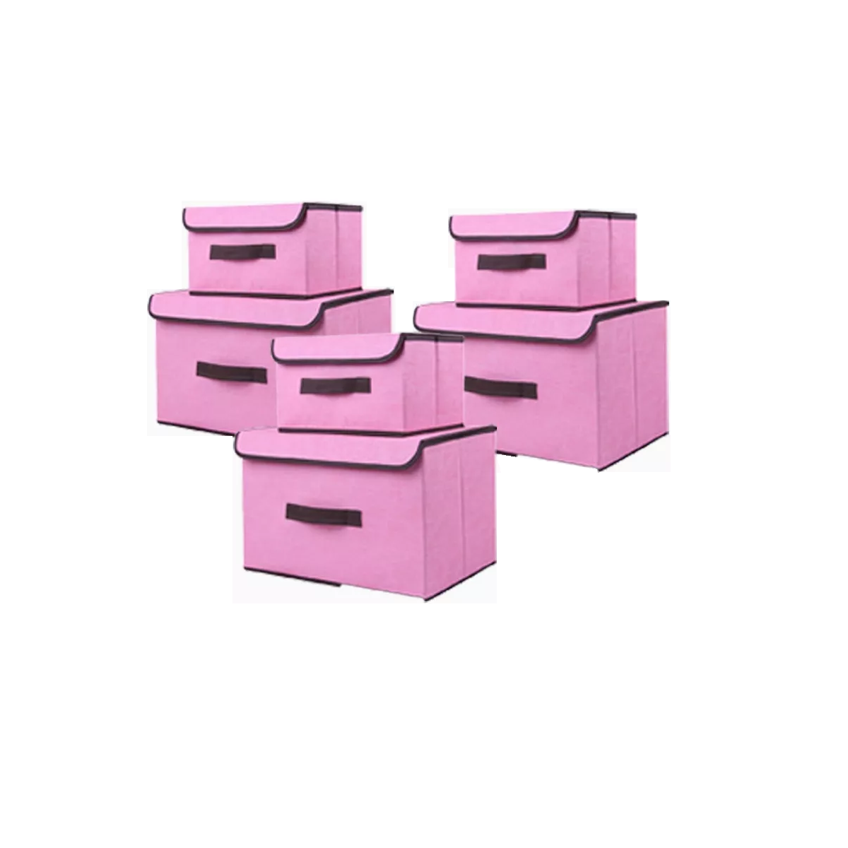 Cajas De Almacenamiento De Tela Plegables Con Tapas 6 Pza Eo Safe Imports Esi-14999 Rosa