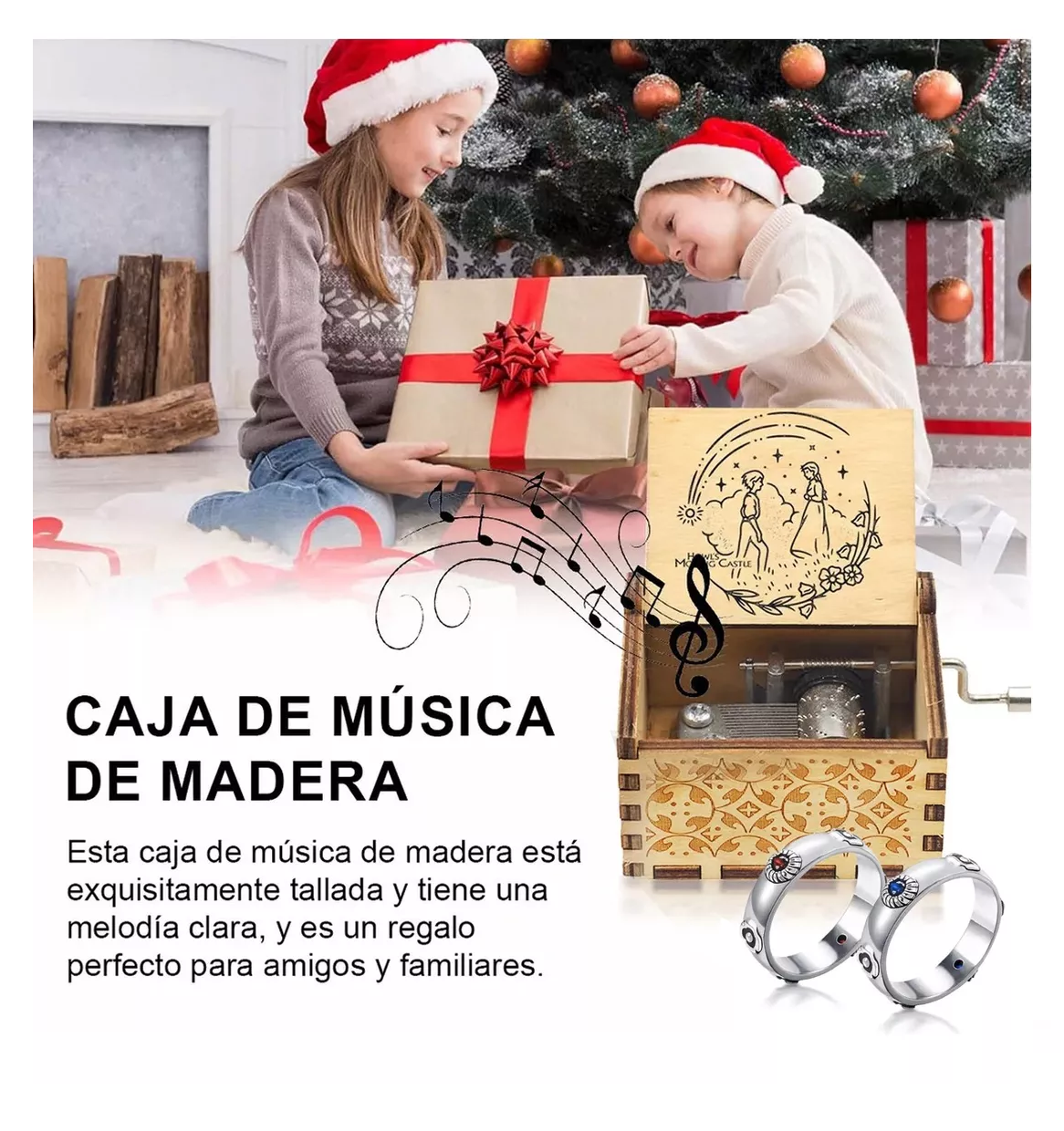 Foto 2 | Caja Musical Sophie Y Howl Castillo Ambulante + Anillo 3 Pzs, Cafe Claro/plata