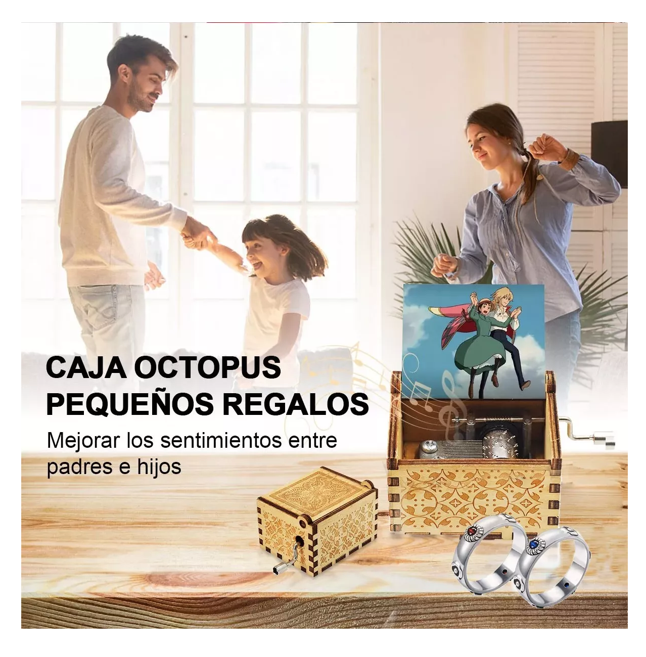 Foto 4 | Caja Musical Sophie Y Howl Castillo Ambulante + Anillo 3 Pzs, Cafe Claro/plata